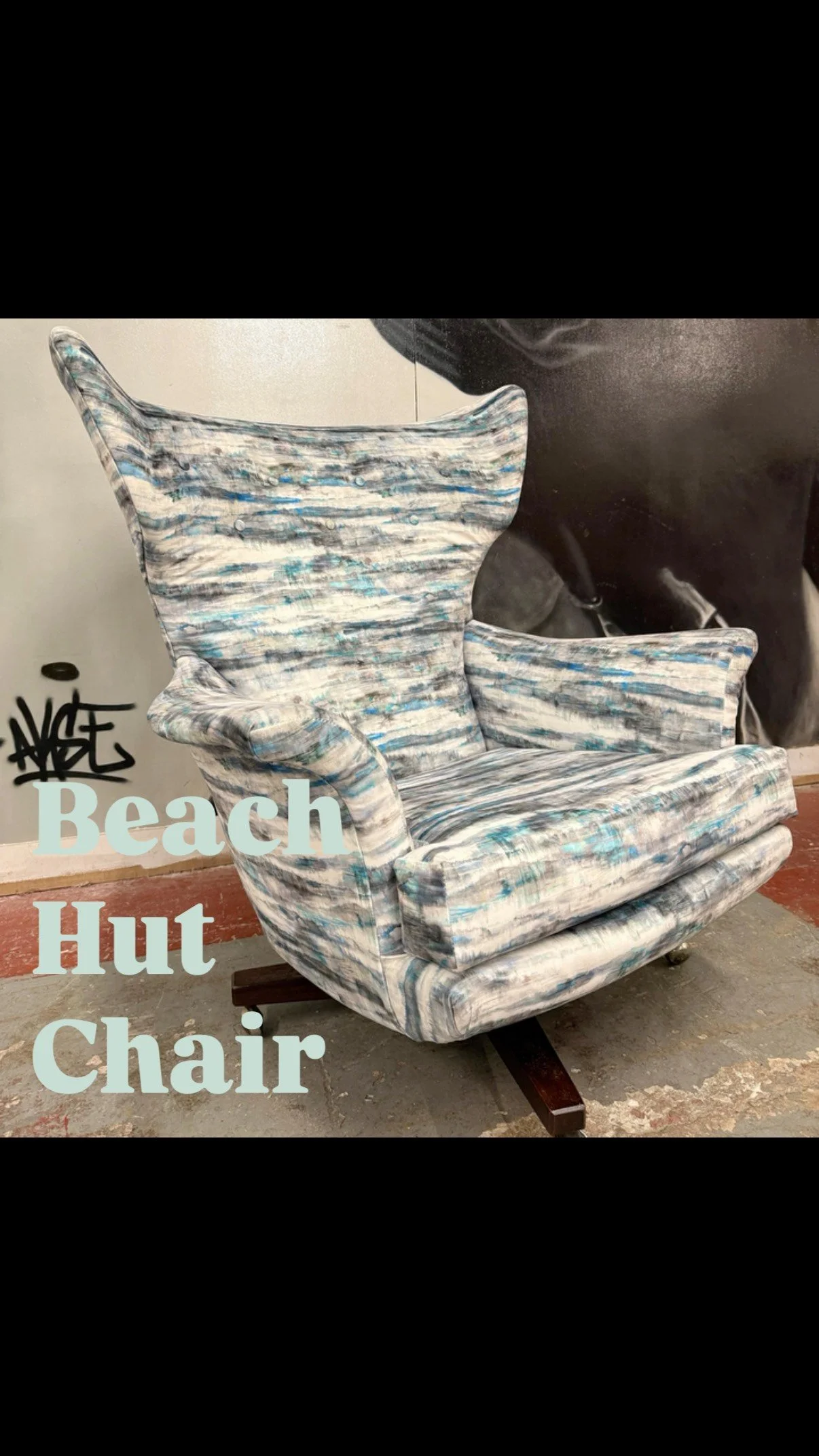 This little number is heading to Norfolk soon! A feature chair for our clients beach hut bolt hole. 
A gplan style chair that needed the old vinyl stripping back and restyling with this nautical themed fabric - a hard wearing polyester vinyl, great