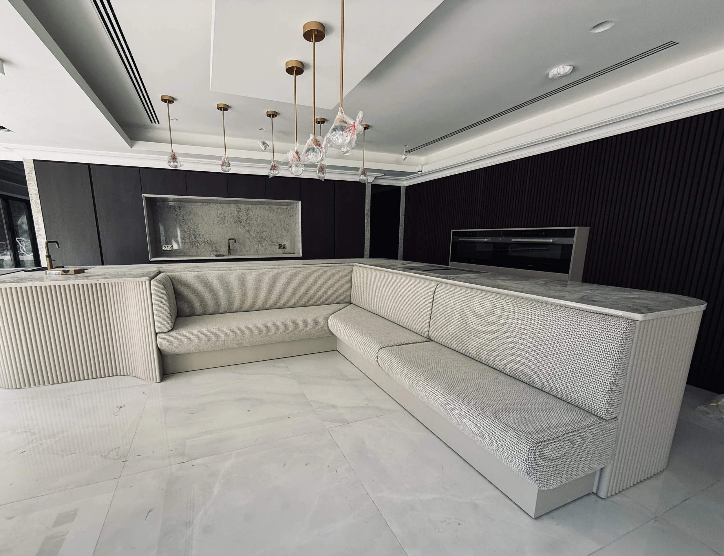 Project with Diane Berry Kitchens: bespoke seating area as part of a home renovation for a high-end client in Hale, Altrincham.
