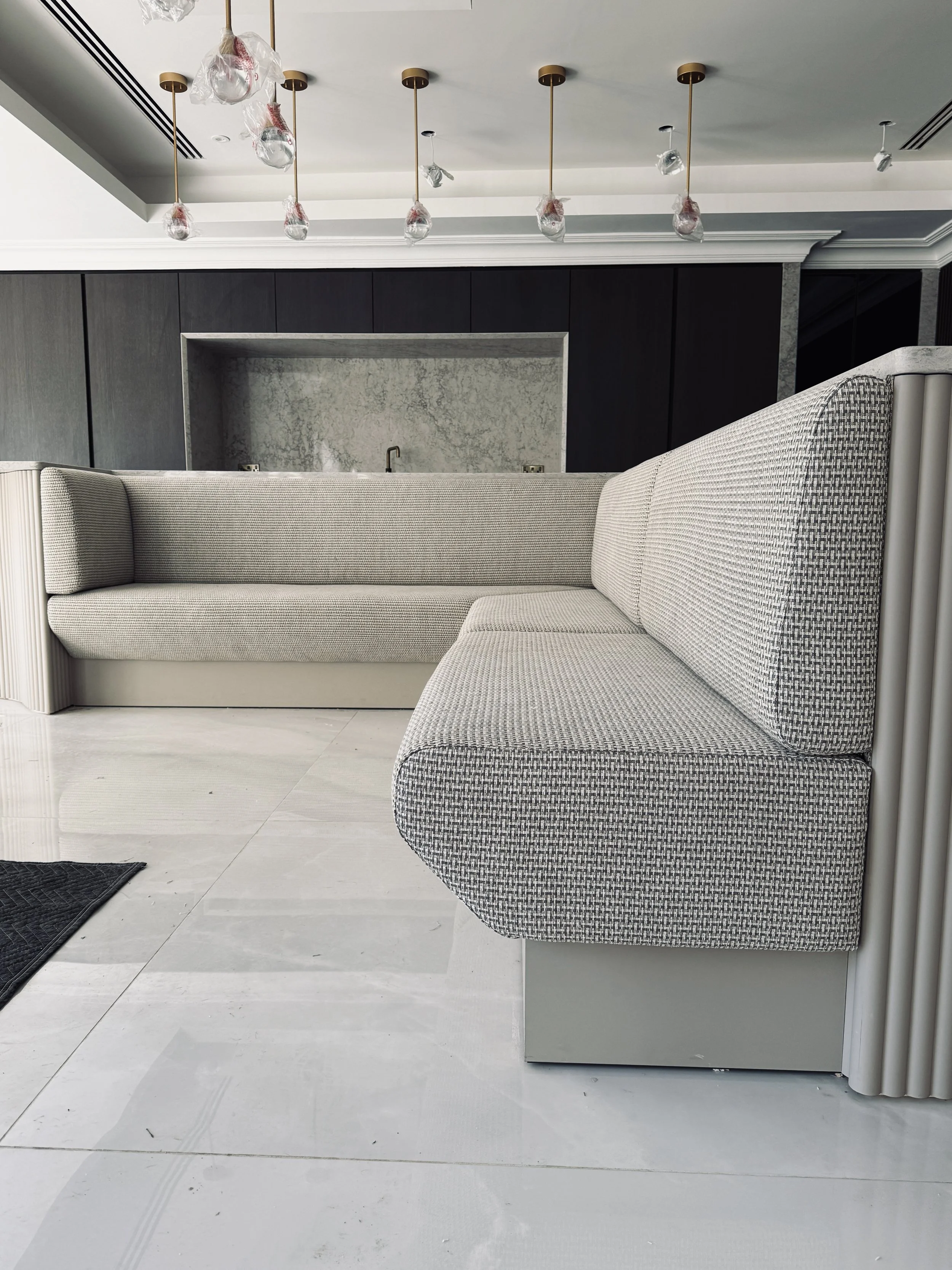 The particular challenge with this design was fitting the surrounding fixtures and fittings, and the cantilevered seat feature - ensuring it meets the aesthetics whilst being robust and ultimately comfortable.