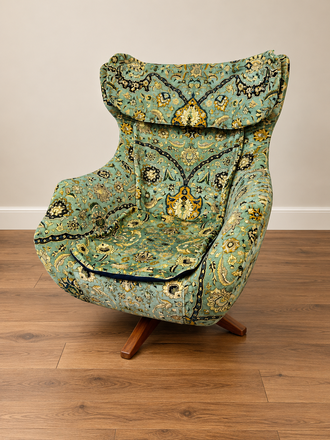 Teal Persian Tapestry Wingback Chair.png