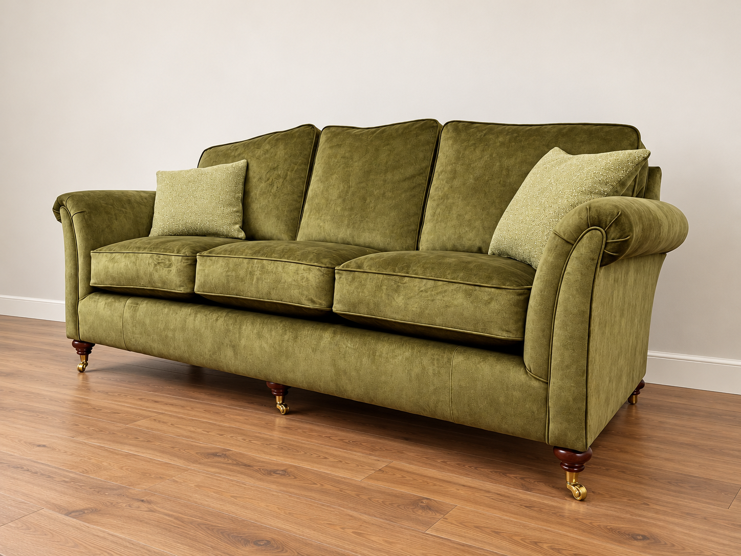 Moss Green Sofa with Brass Casters.png