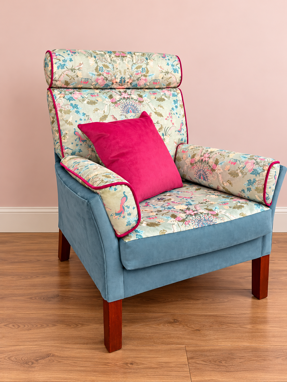 Peacock Floral Teal Armchair Interior.png