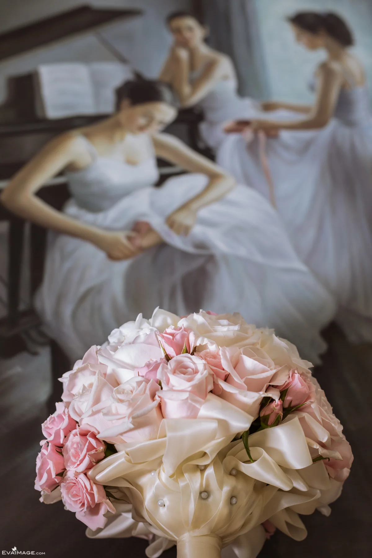 White & Pink Rose Bridal Bouquet