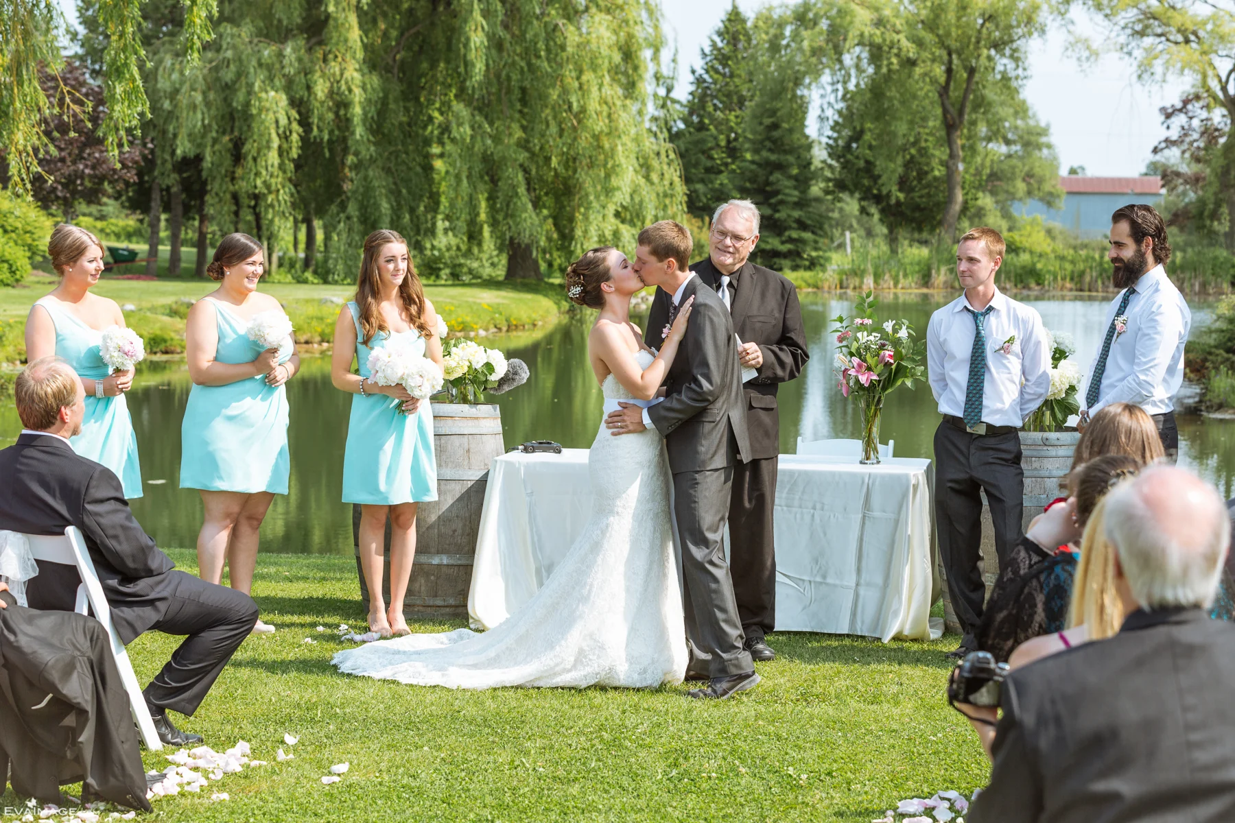 First Kiss Willow Springs Winery Summer Wedding, Stouffville