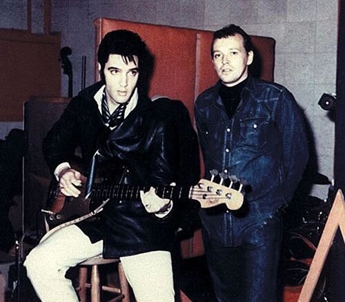 Courtesy of Elvis The Music Com - Elvis with Tommy Cogbill and Tommy’s Fender bass