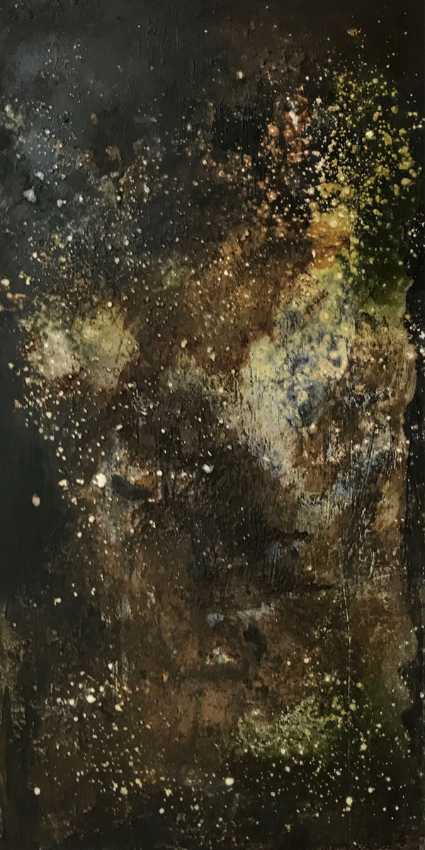 A Line Between Integration and Diaspora #6, 2017 mixed media on masonite 24 x 12 inches
