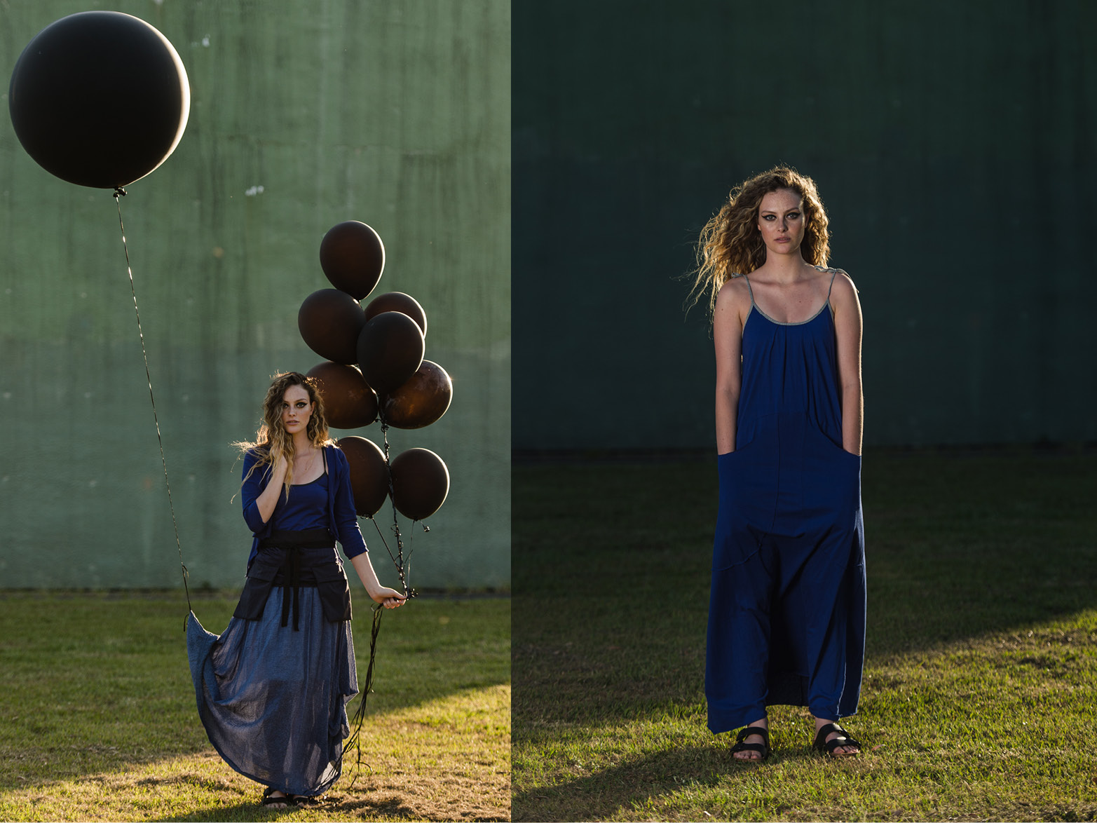 LEFT: NASTURTIUM TOP, ESTER CARDI, WILLOW SKIRT + POCKET BELT RIGHT: BRIANA MAXI DRESS