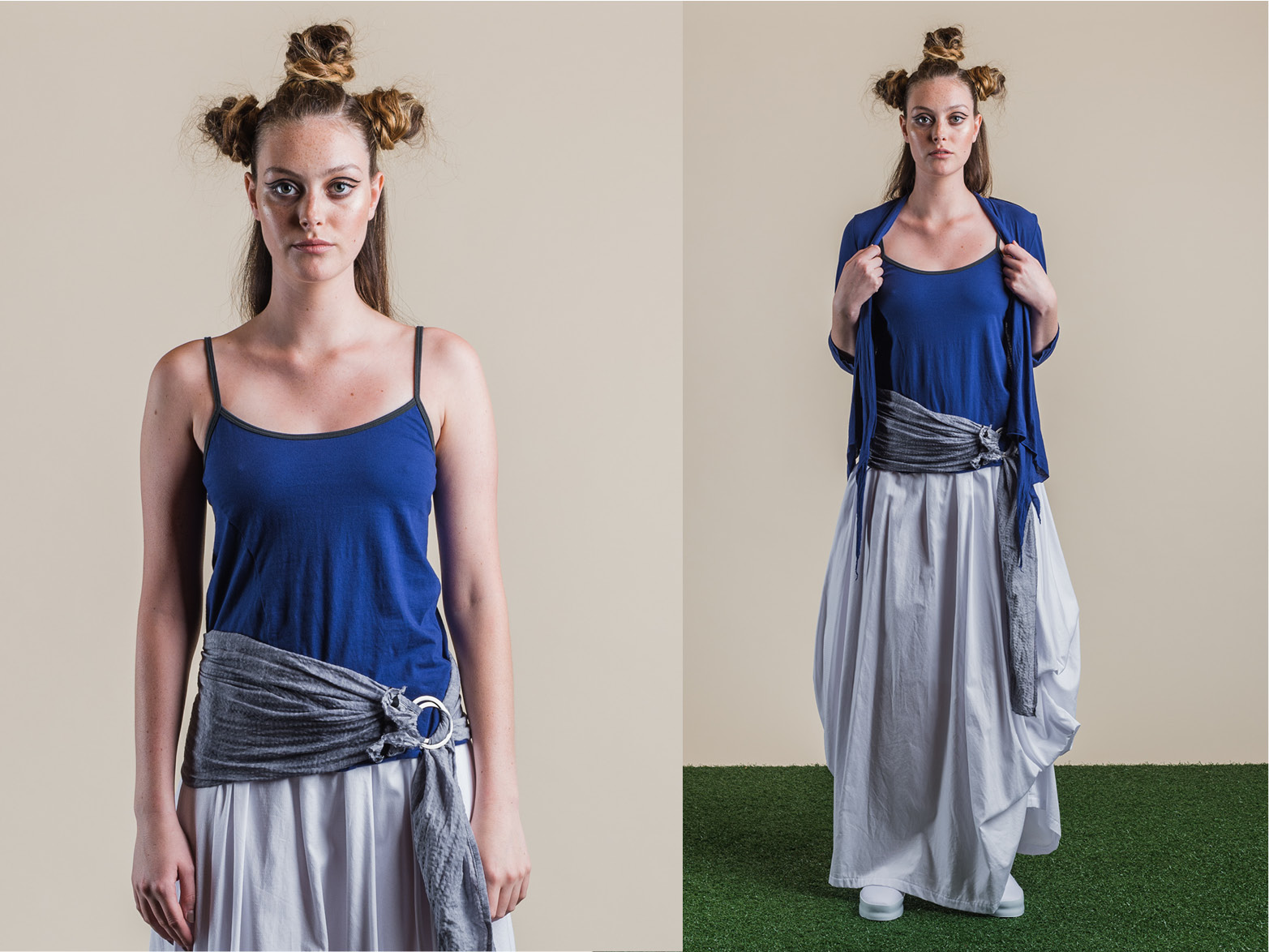 LEFT: NASTURTIUM TOP, WILLOW SKIRT + YOKO SASH RIGHT: NASTURTIUM TOP, ESTER CARDI, WILLOW SKIRT + YOKO SASH