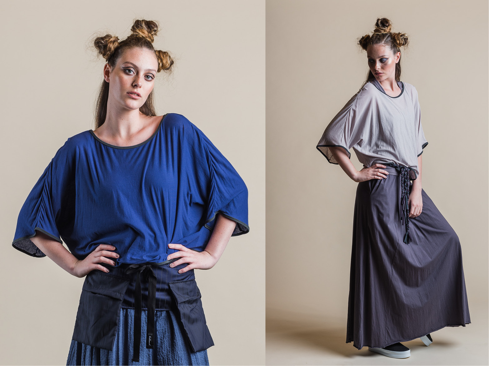 LEFT: PHOEBE TOP, WILLOW SKIRT + POCKET BELT RIGHT: FAITH MAXI DRESS, PHOEBE TOP + BRAID BELT