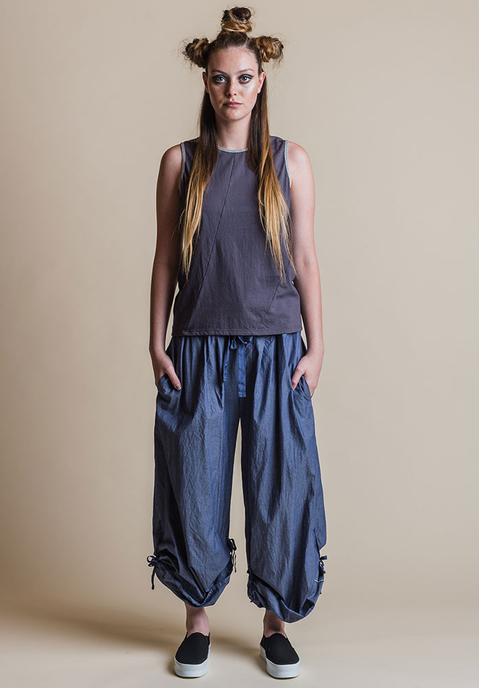 Ada pants denim tied up legs with Shadow Perla tank