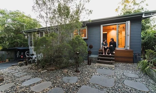 The outside of our sustainably renovated house and our favourite relax spot on our tiny deck. 
If you&rsquo;ve read the Sanctuary magazine story about staged renovations you would know that we planned a nice big deck at the rear of our house to enjoy