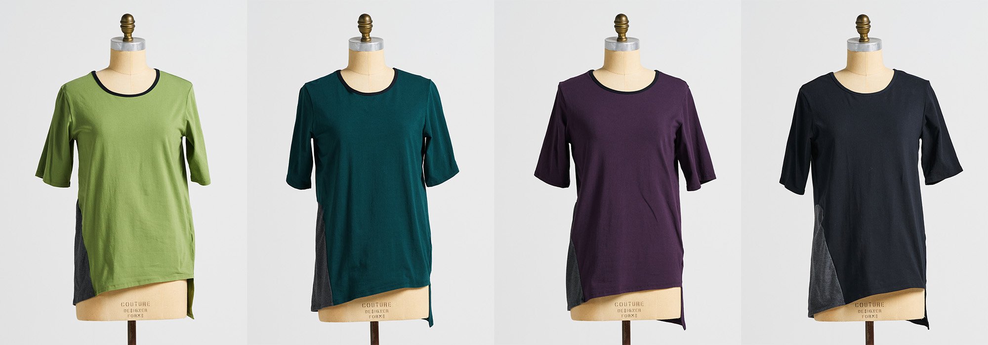 AEON TOP - loose tee shape with marle panel and assymetrical hem line