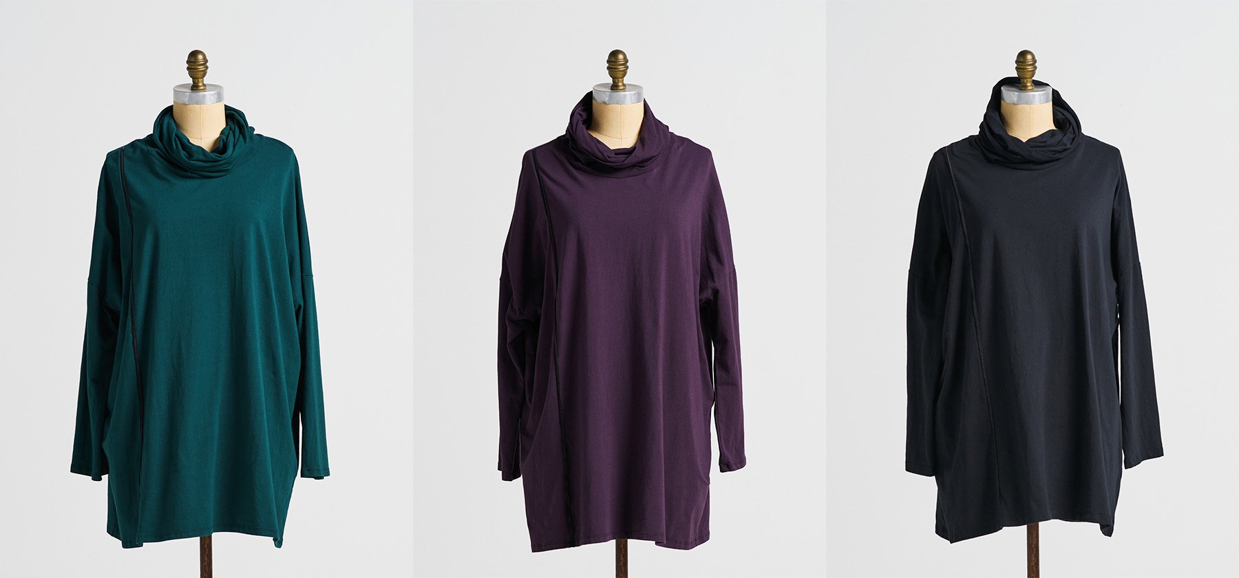 EPOCH TOP - one size overtop with cowl neckline and cotton grosgrain detail down front seam