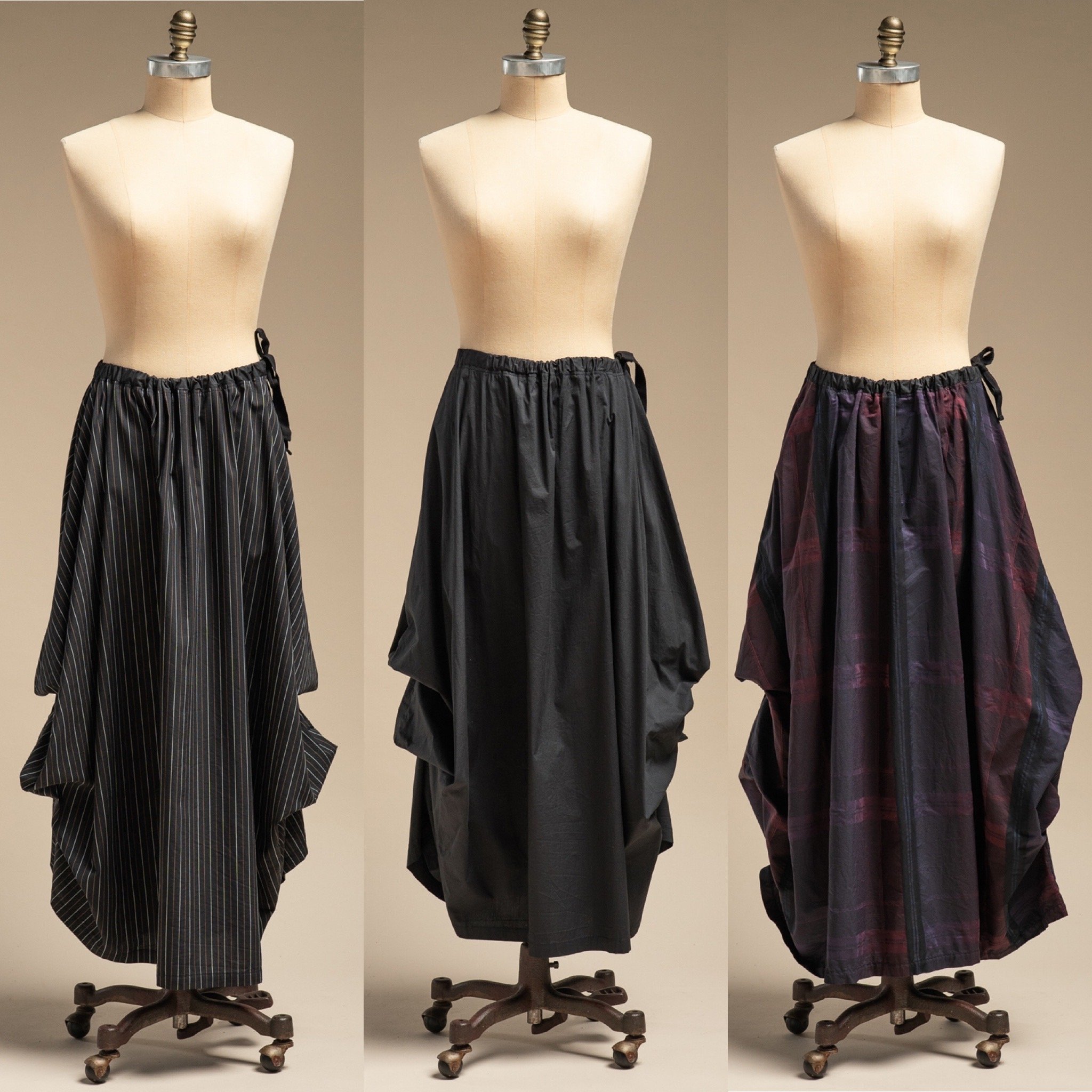 Willow Skirt: Italian Stripe, Graphite, Purple Check