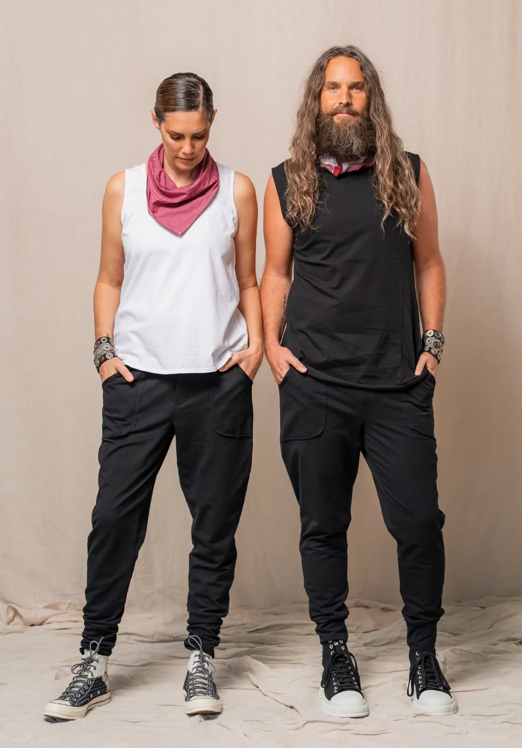 Abby Top - Parallel Pants- Red Mini Check Bandana - Archie Long Tank - Echo Bandana