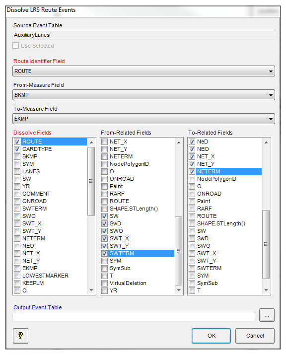 Dissolve LRS Events....