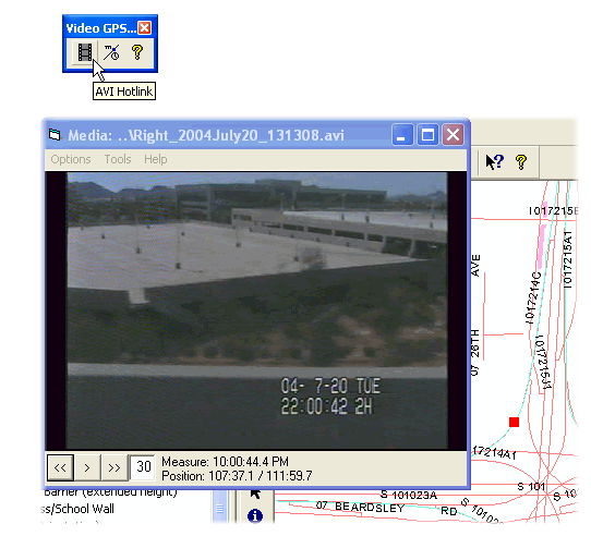AVI Hotlink accesses your georeferenced video stream...