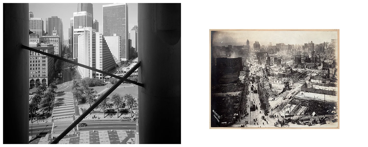 LEFT: View from the Ferry Tower, 2003 RIGHT: Market St. from Ferry, 1906