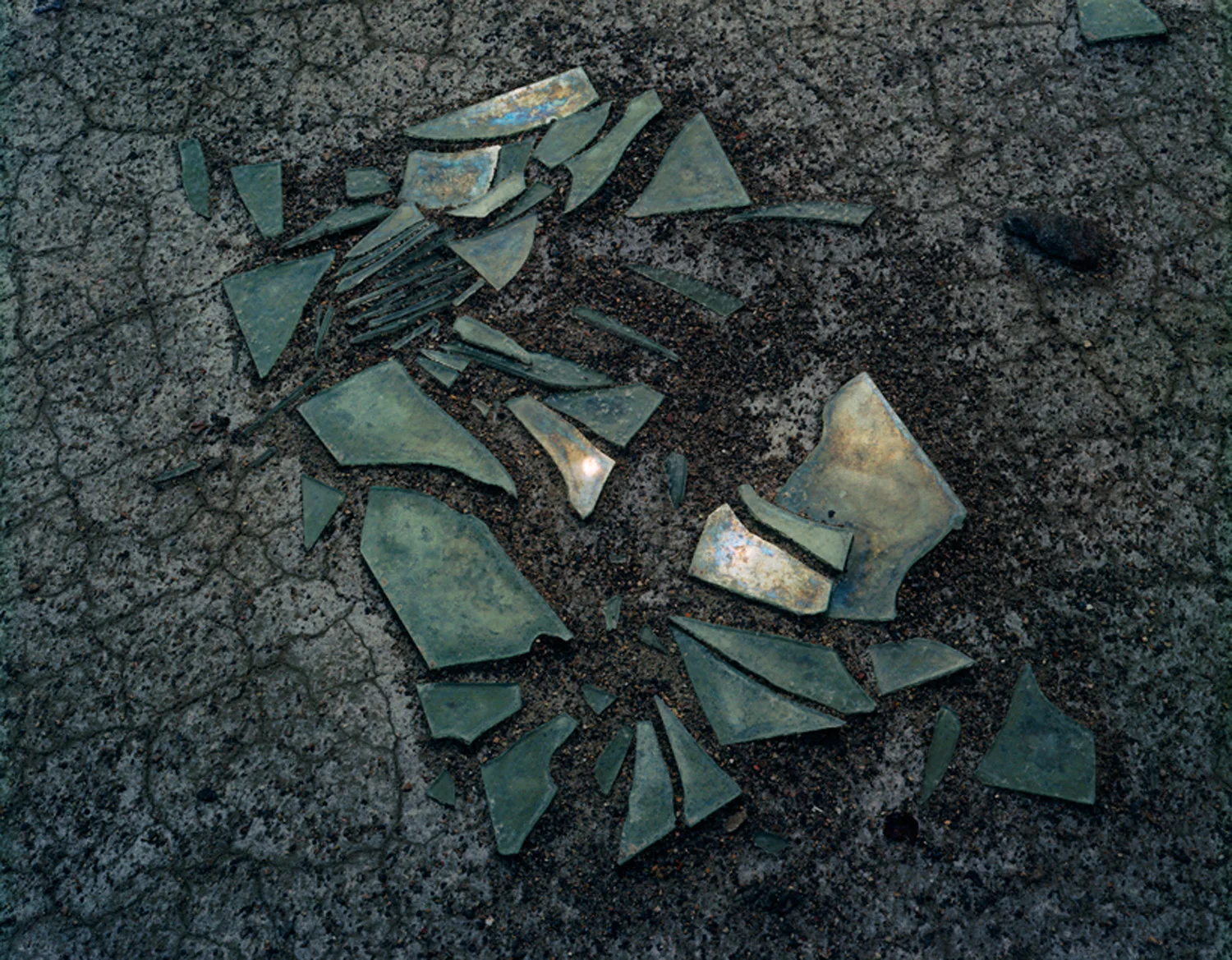Broken windowpane in salt