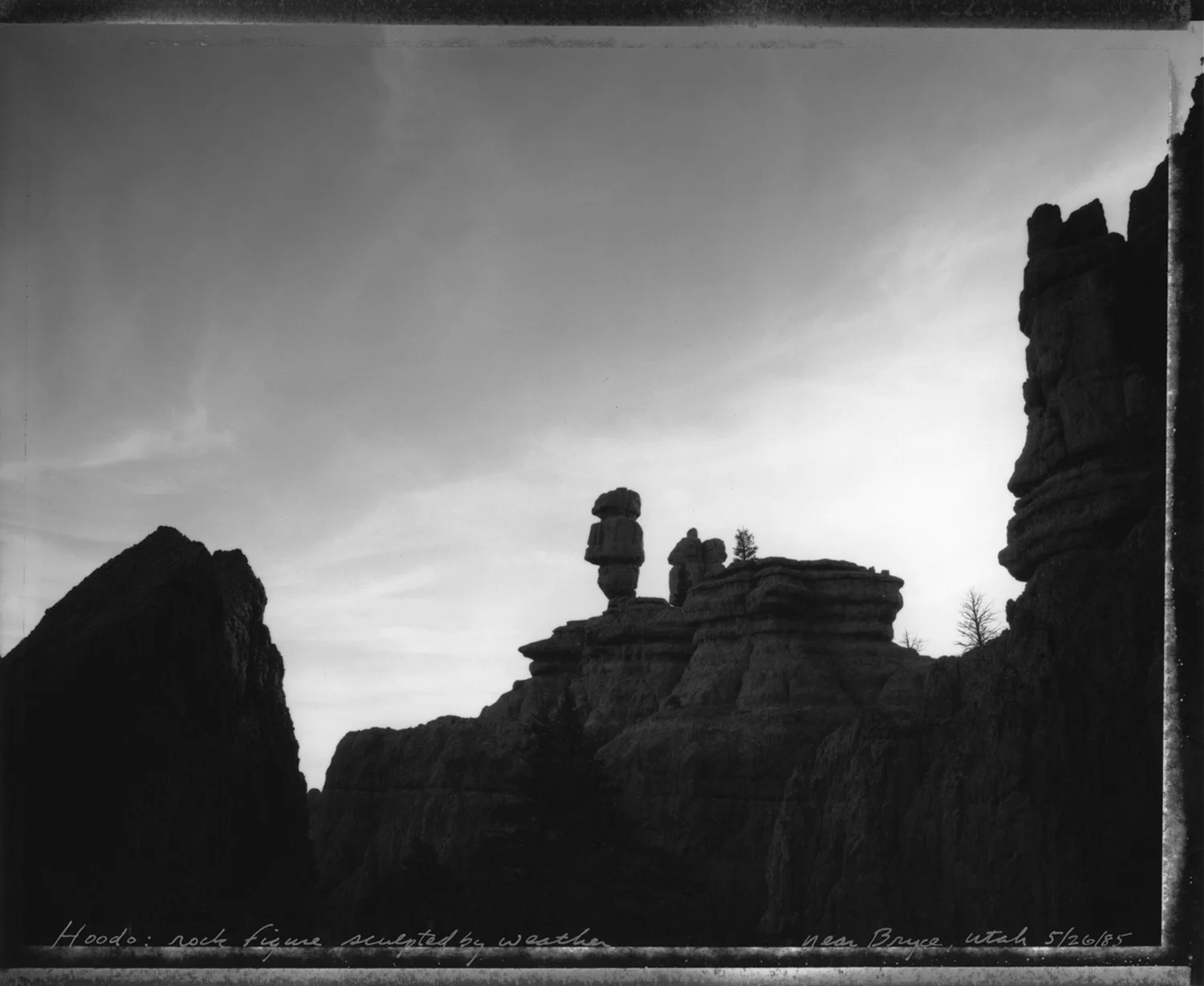 Hoodoo: rock figure sculpted by weather near Bryce, Utah, 1985