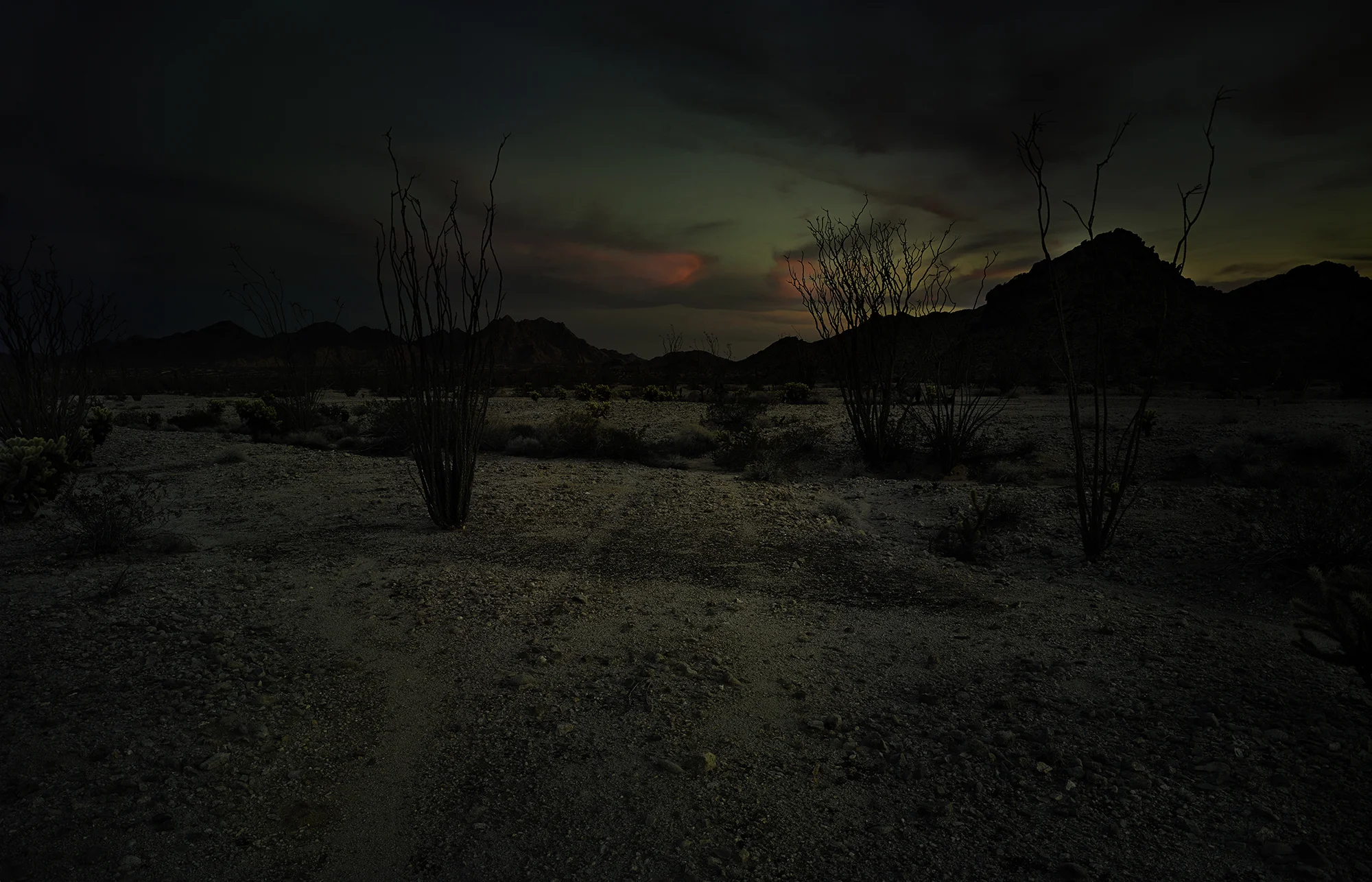 Slight track with red clouds at dusk, Copper Mountains, 2013