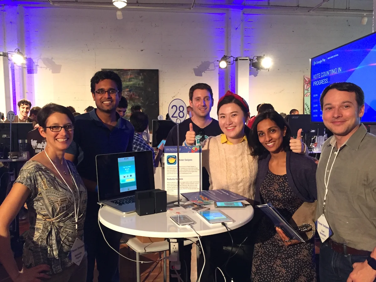 Team Three Swipes at the Google Play Indie Games Festival.