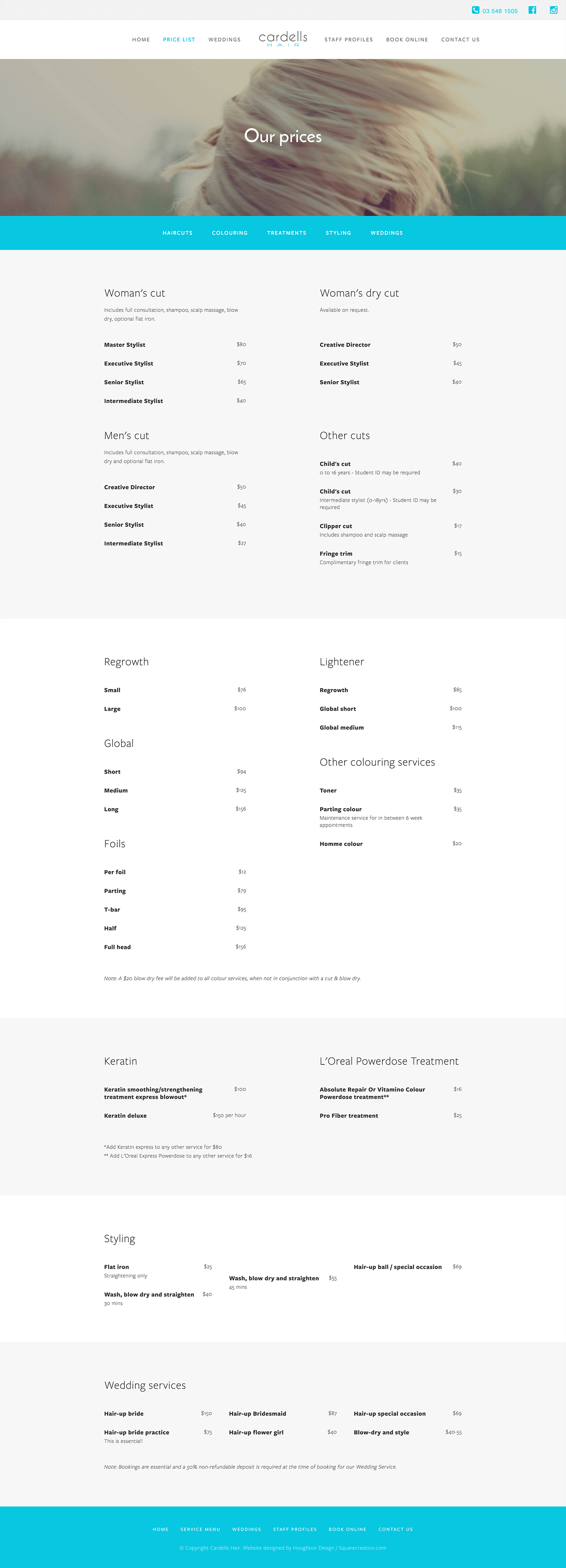 Cardells Hair - Pricing page
