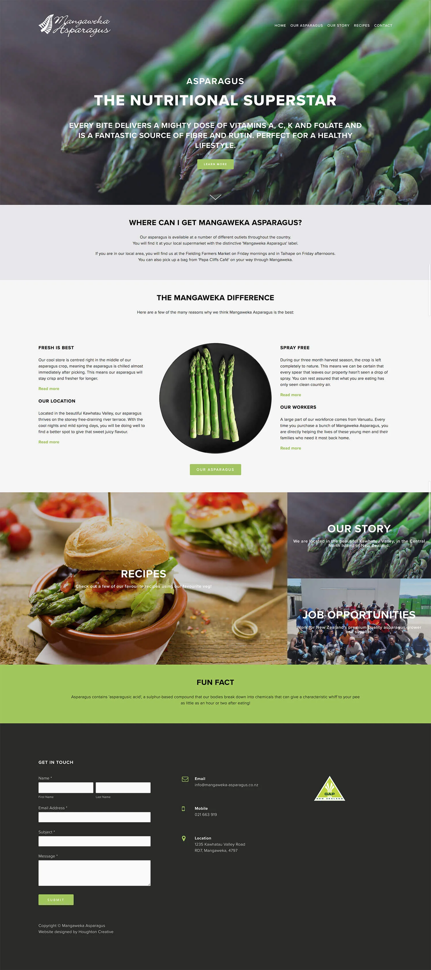 Squarespace website for Mangaweka Asparagus