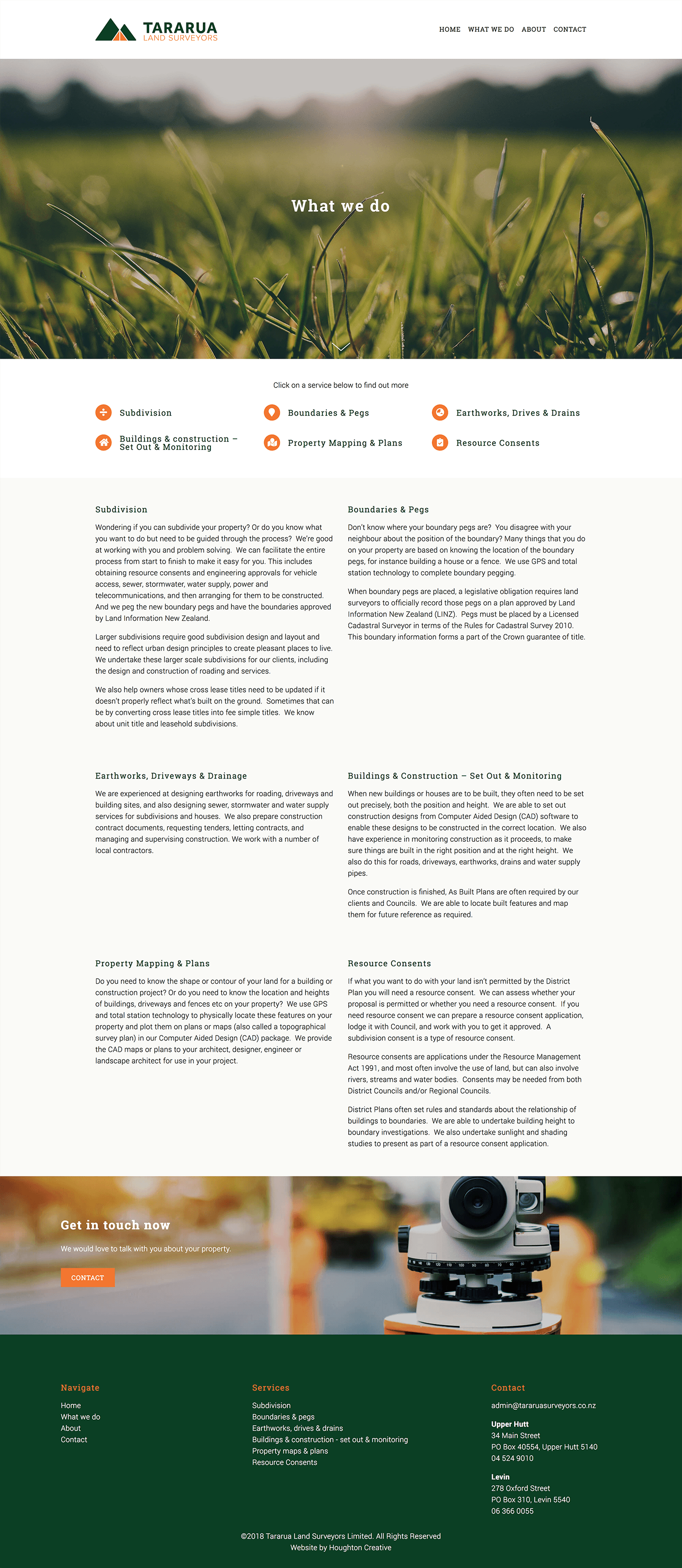 What we do page - Tararua Land Surveyors
