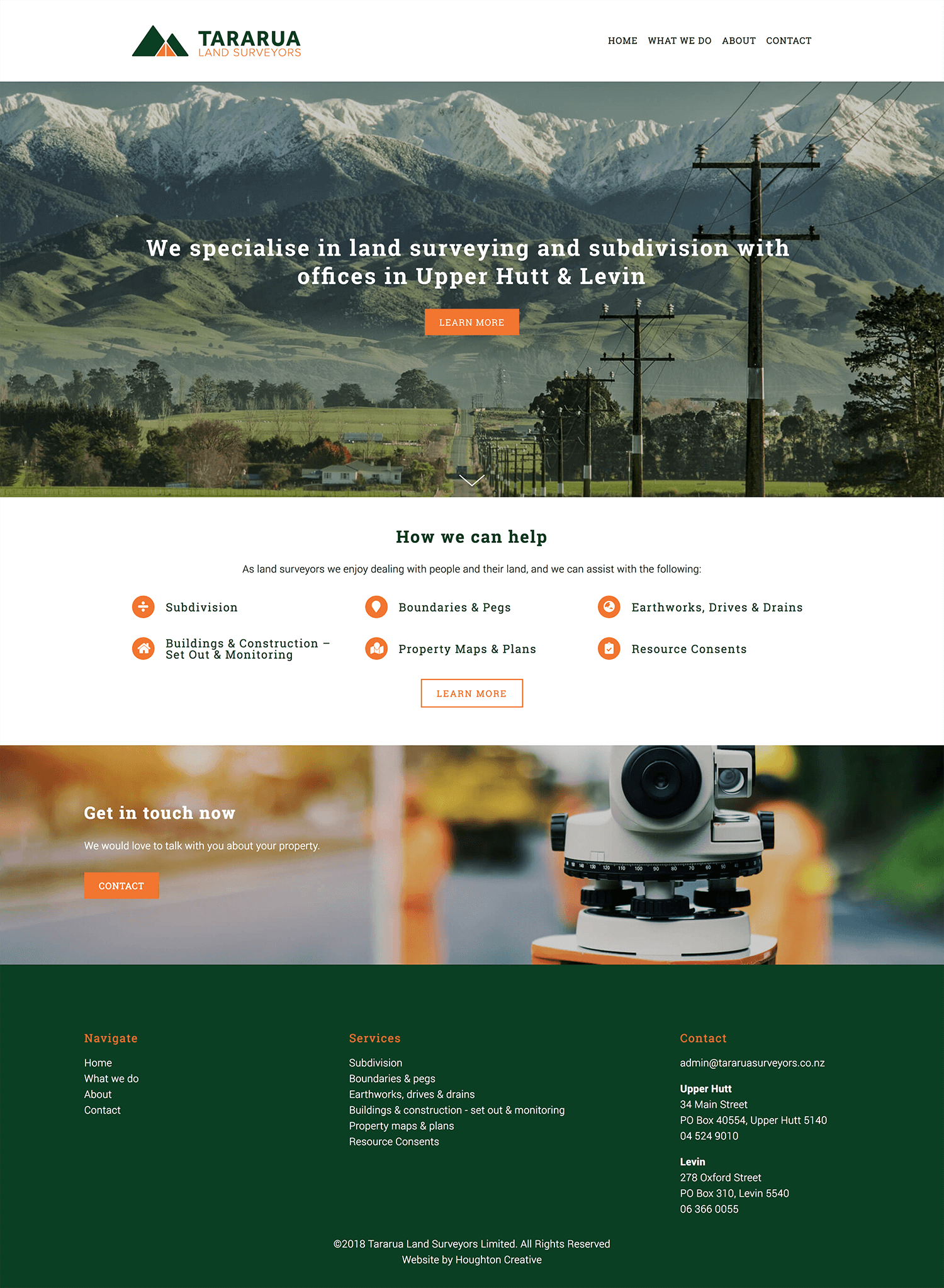 Squarespace website for Tararua Land Surveyors