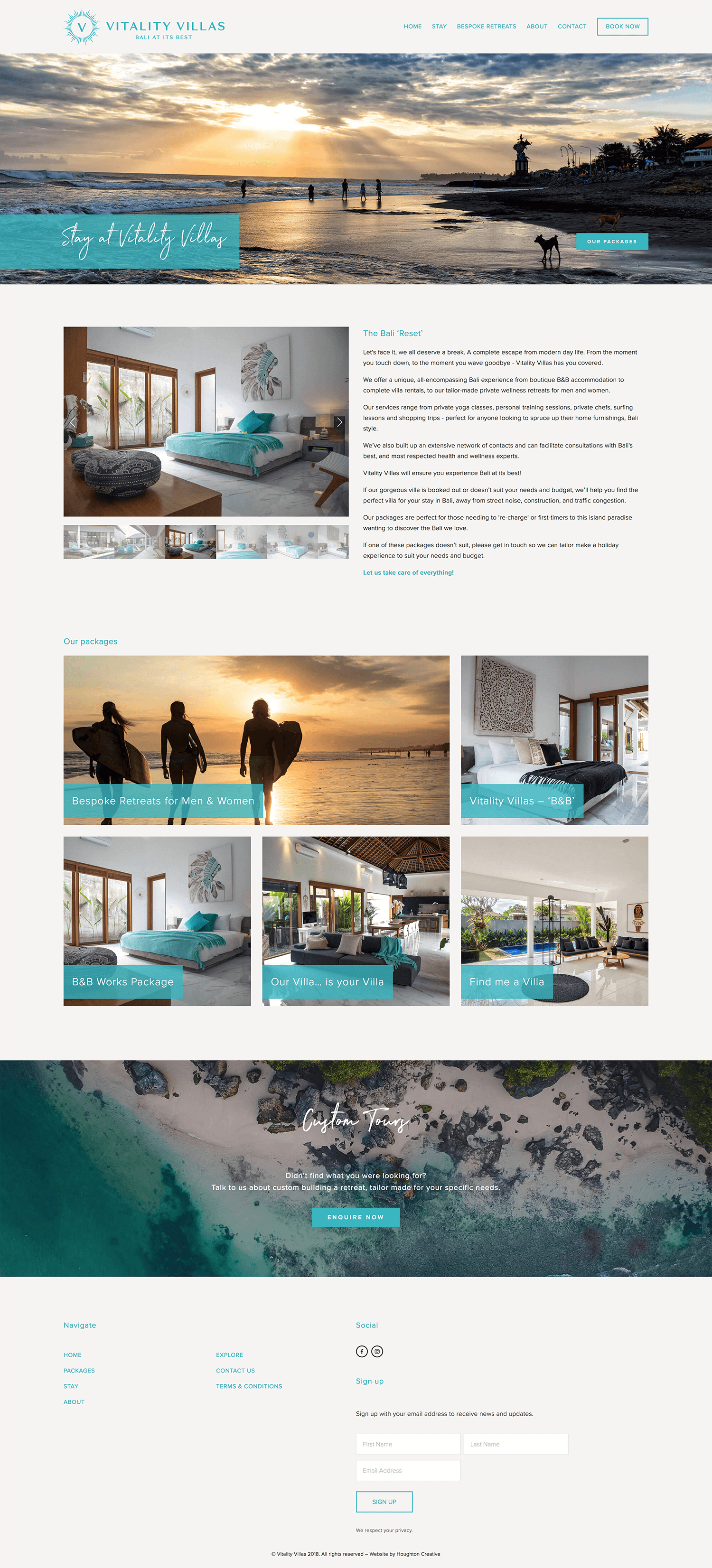 Squarespace website for Vitality Villas
