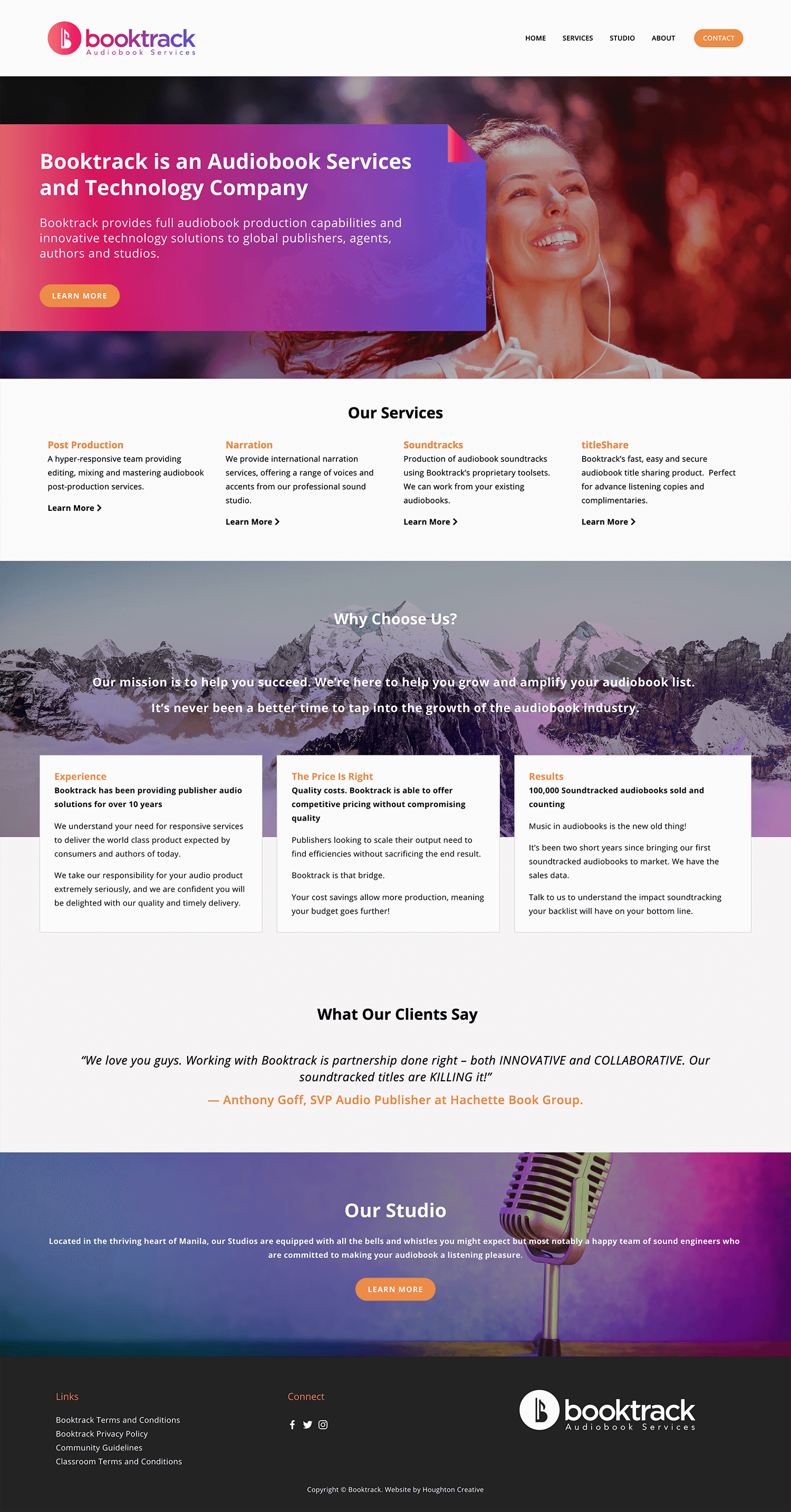Squarespace website for Booktrack