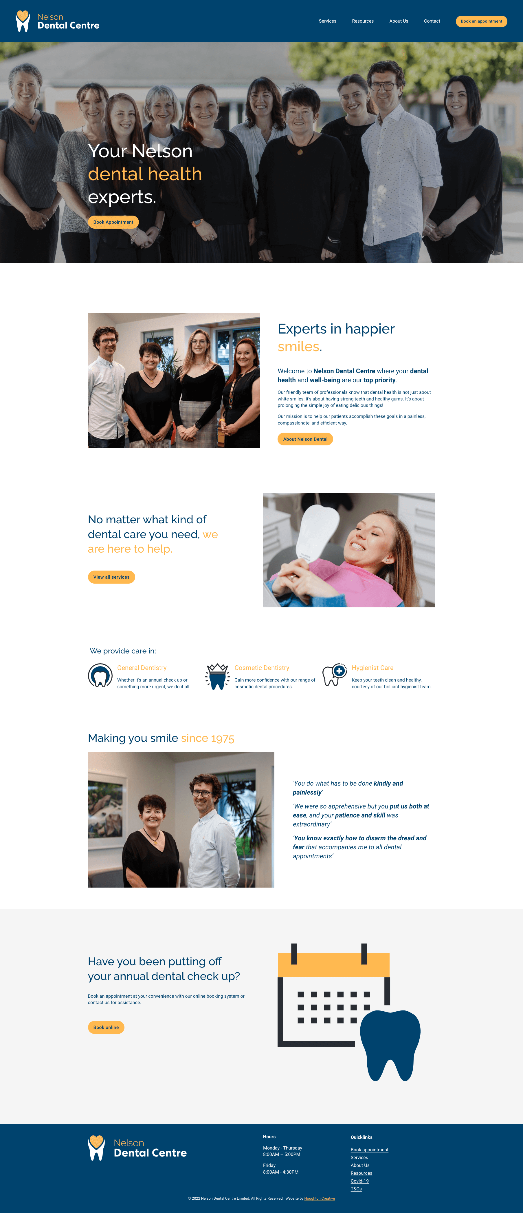 Squarespace website for Nelson Dental Centre