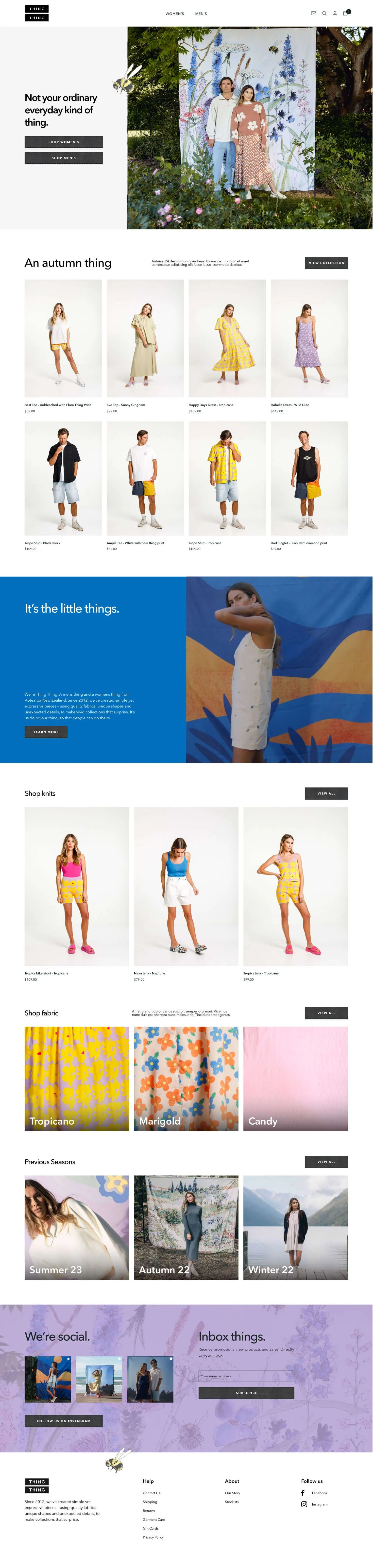 Shopify website for Thingthing