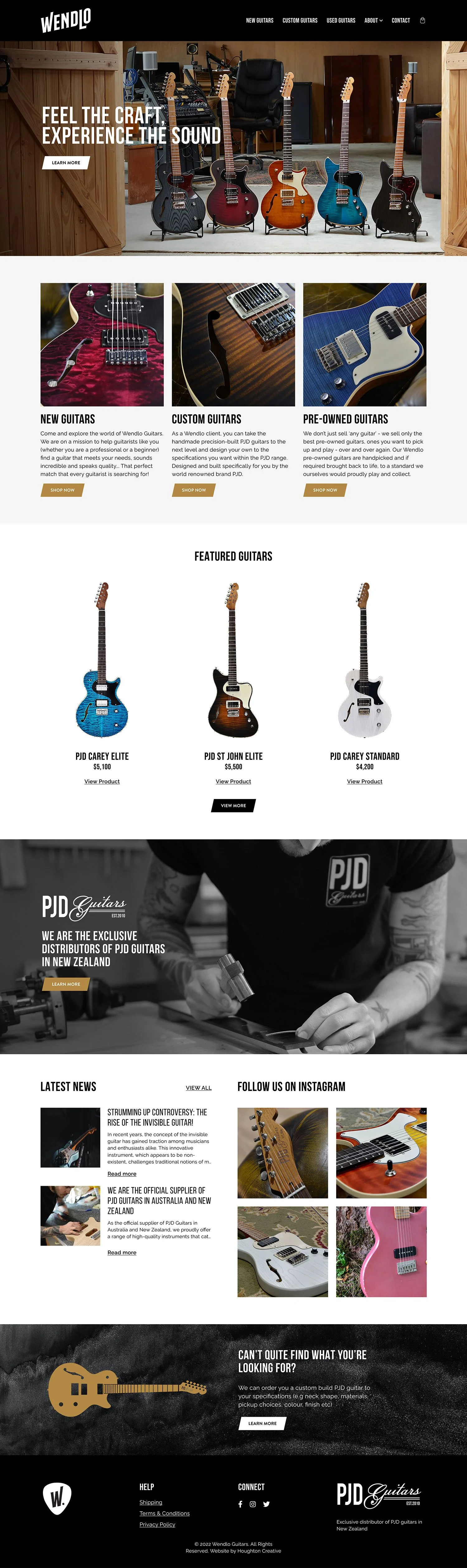 Shopify website for Wendlo Guitars