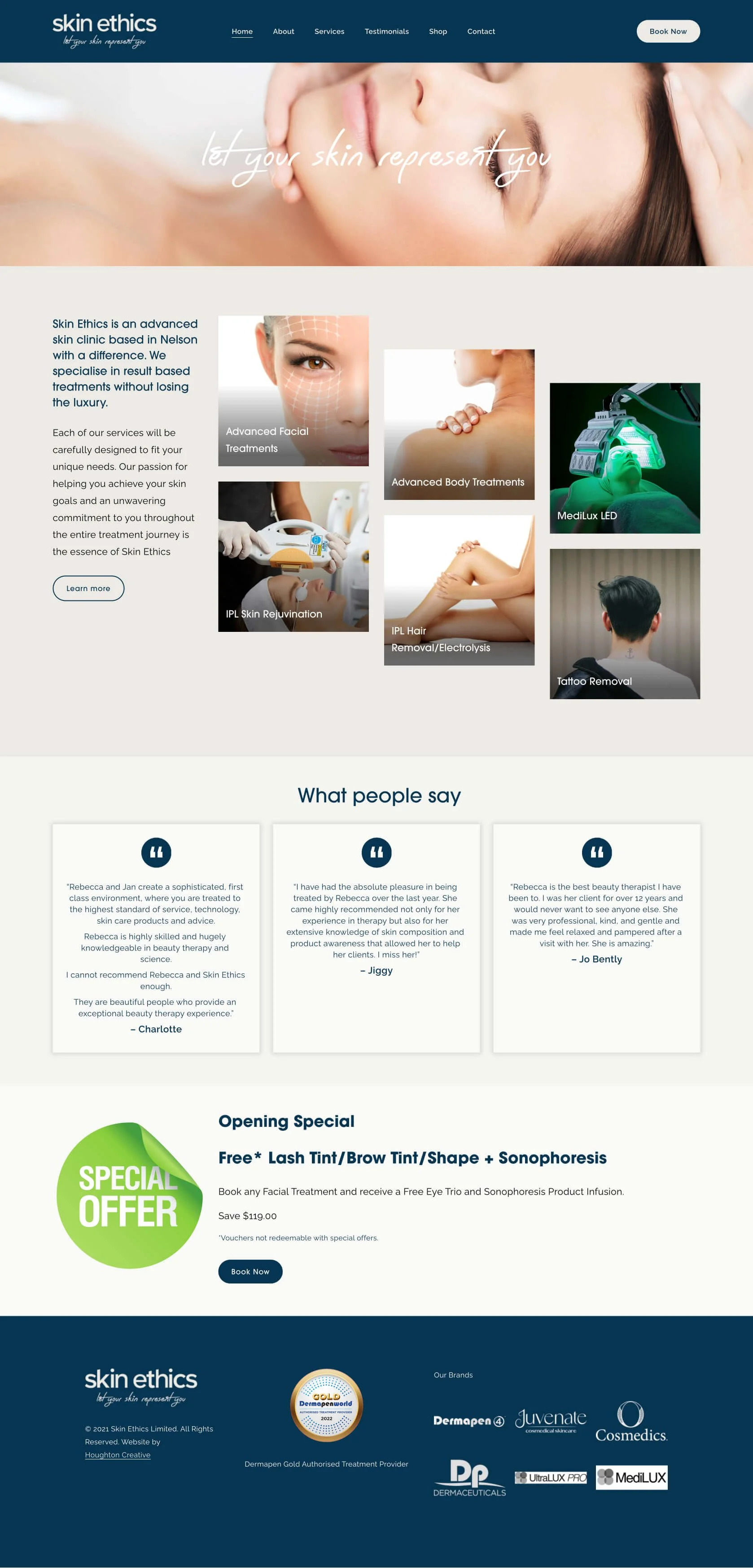 Squarespace website for Skin Ethics