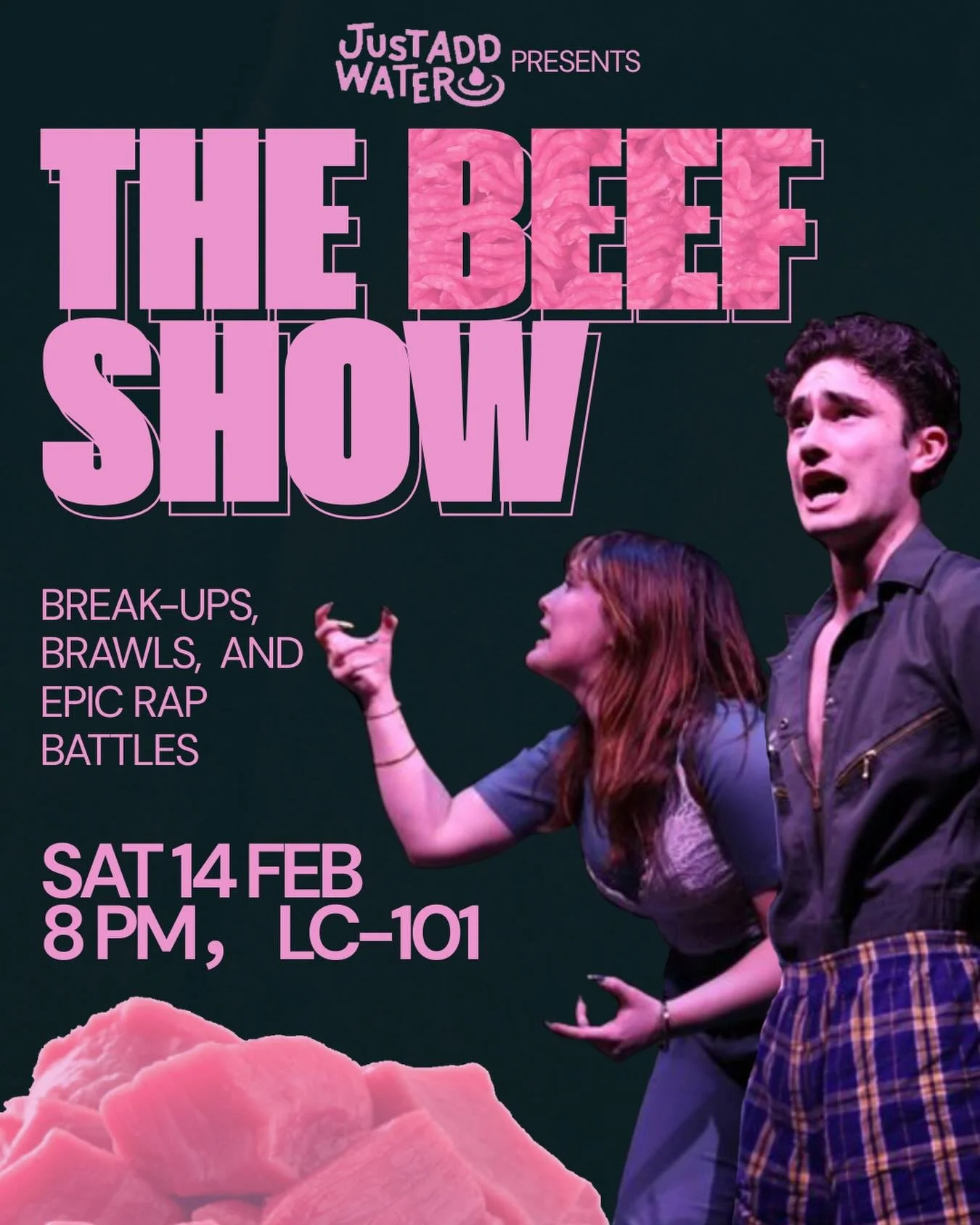 THE BEEF SHOW is here! Spend this Valentine&rsquo;s Day with JAW as we lay it all out. Break-ups, brawls, and epic rap battles within.
&mdash;&mdash;&mdash; &mdash;&mdash;&mdash; &mdash;&mdash;&mdash;
💦 THE BEEF SHOW
🌊 Feb 14, 8 pm, LC-101
🎟️ Free