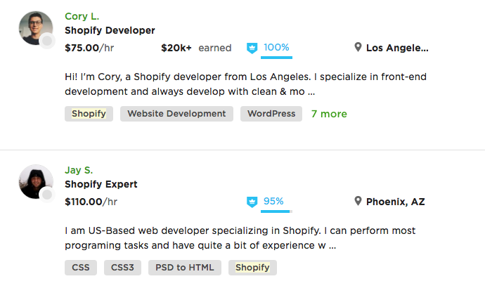 Shopify POS experts on Upwork