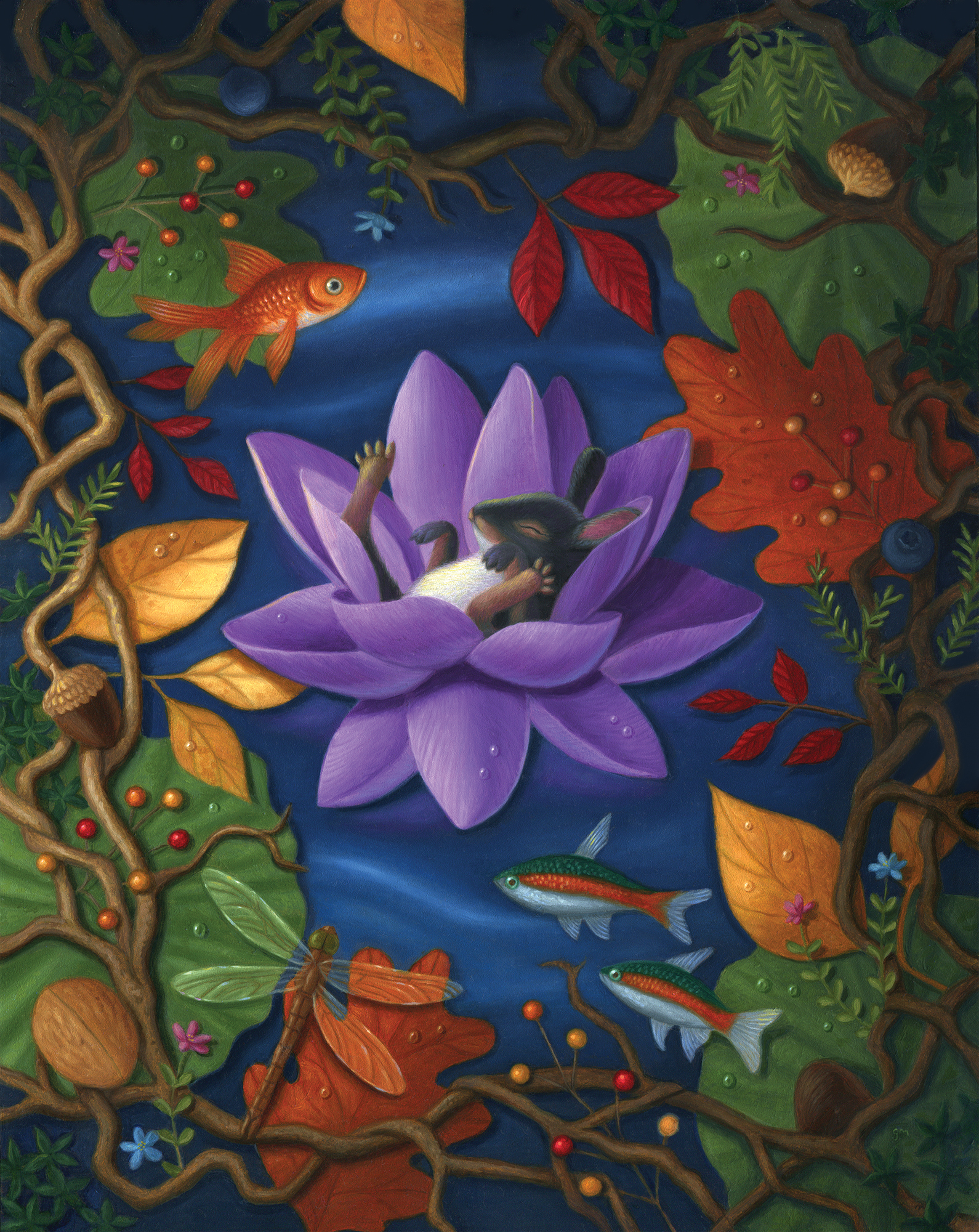  Oil on panel, 11”x14”  Adrift and content, the little traveler has no worries where life will lead him next.  This painting was part of the Haven Gallery  Elements Group Show  from May 18th-June 16th 2019.    SOLD  