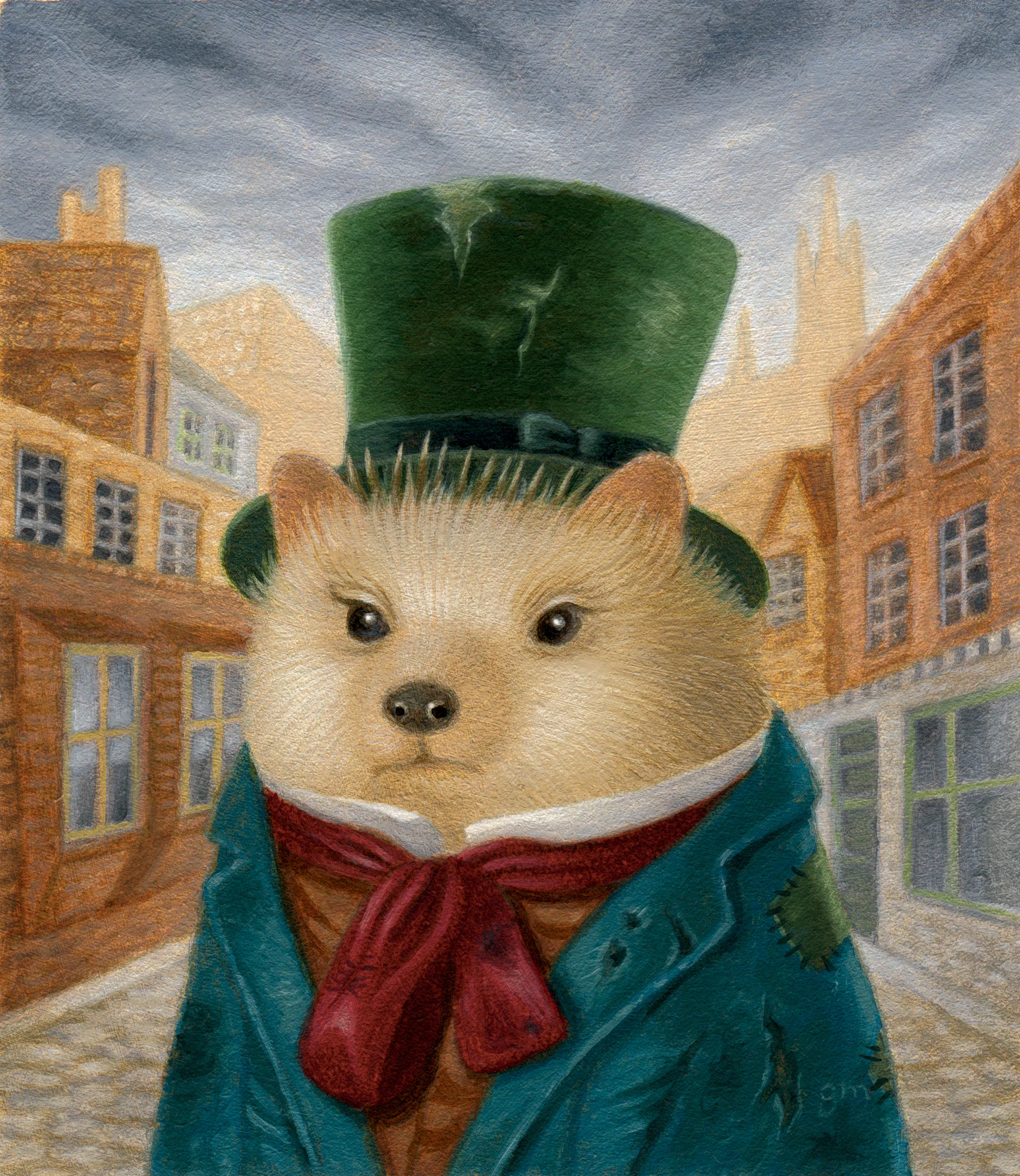  This ‘ere ‘edge’og knows wot’s wot and wouldn’t tyke a brass farthing from the likes of you!  Oil on paper, 3 3/4” x 4 1/5”   SOLD  