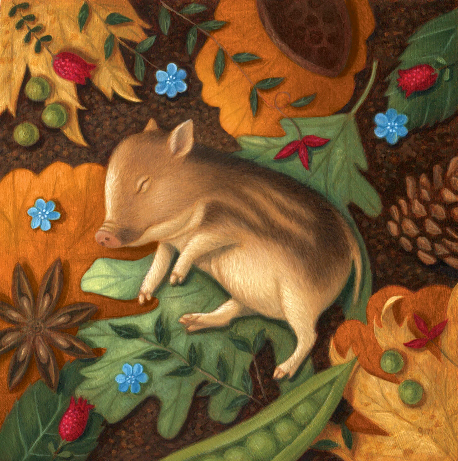  "In Quietude" 5"x5", Oil on cradled wood panel  He flicks his feet in quietude, at&nbsp;the glimmer, of a dream.  This will be exhibited at the LA Art Show in February with Abend Gallery. More detailed information when it approaches. For inquiries, contact info@abendgallery.com.   Sold  