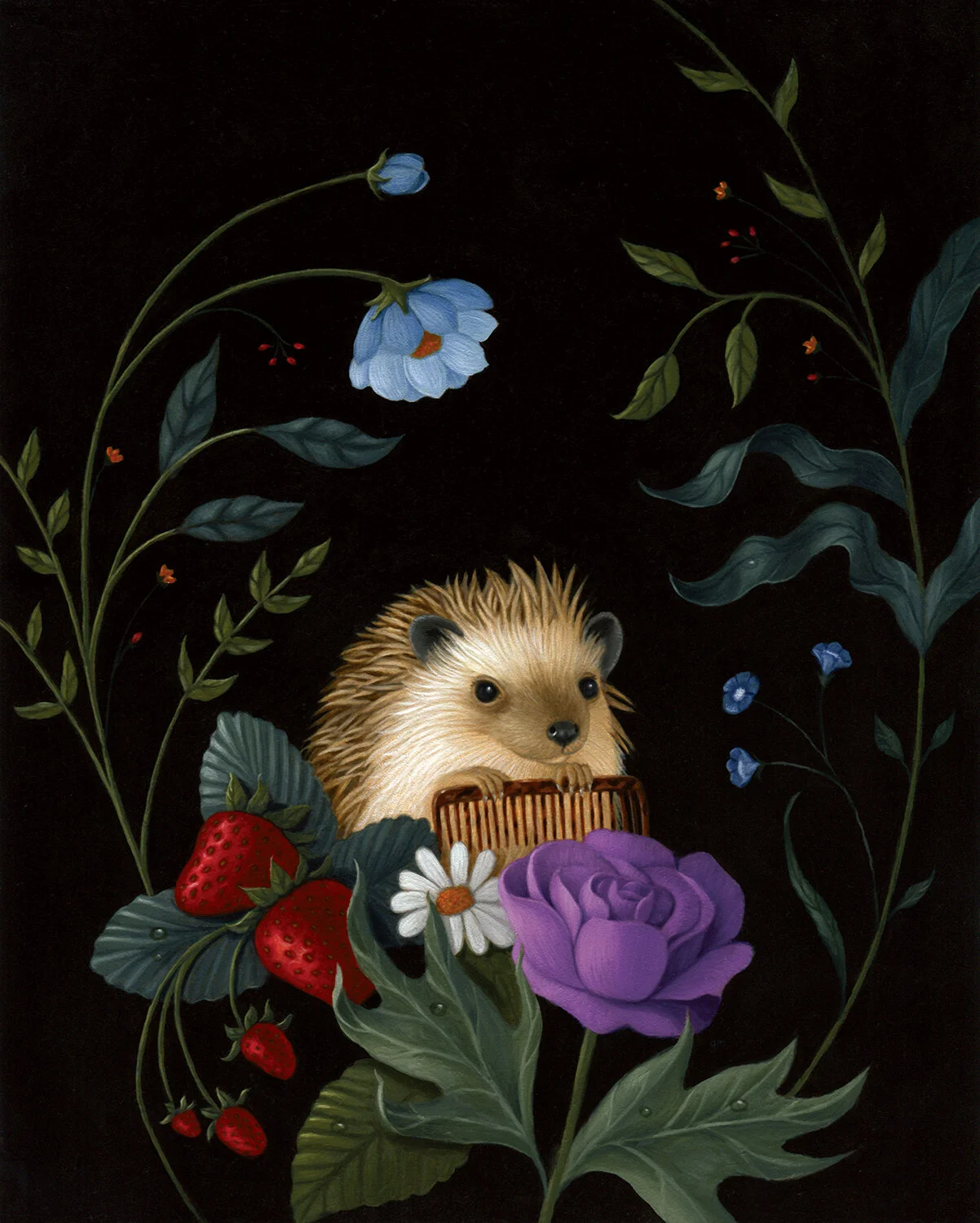  (Oil on panel, 8” x 10”  )  Everyone, even as small as he, should take proper grooming seriously.  Currently on view at my solo show, “Enchantment,” at Haven Gallery in Northport, NY. (October 24th-November 28th 2020)    SOLD  