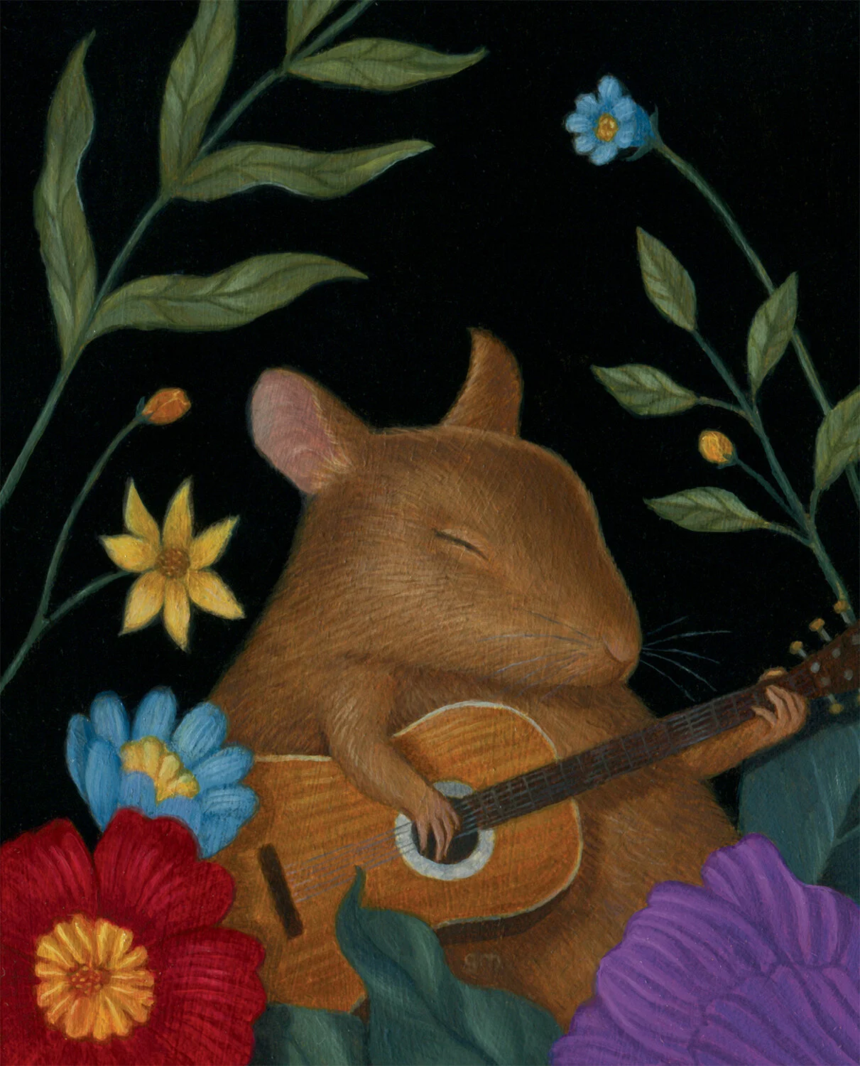  (Oil on Paper, 3.375” x 4.25)  He often plays his best minuets in solitude.    On view at my solo show, “Enchantment,” at  Haven Gallery  in Northport, NY. October 24th-November 28th 2020.    SOLD  