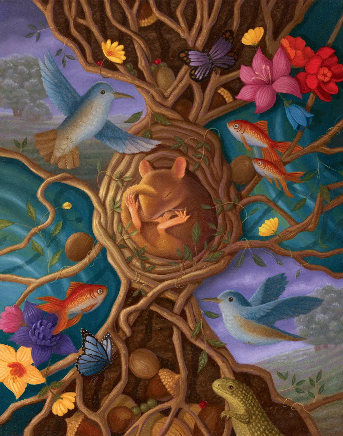    (Oil on panel, 11” x 14”)  In secret hideaways and hidden corners, in the world we rarely see, little creatures live full lives without you or me.  On view at my solo show, “Enchantment,” at  Haven Gallery  in Northport, NY. October 24th-November 28th 2020.  For inquiries, contact info@havenartgallery.com.  