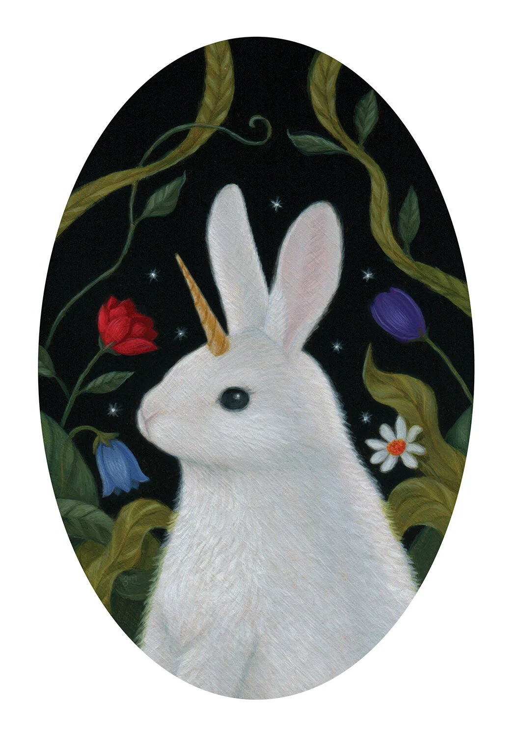  5”x3”, Oil on Paper  Where he goes, the universe knows, singing songs of love in prose.   SOLD  