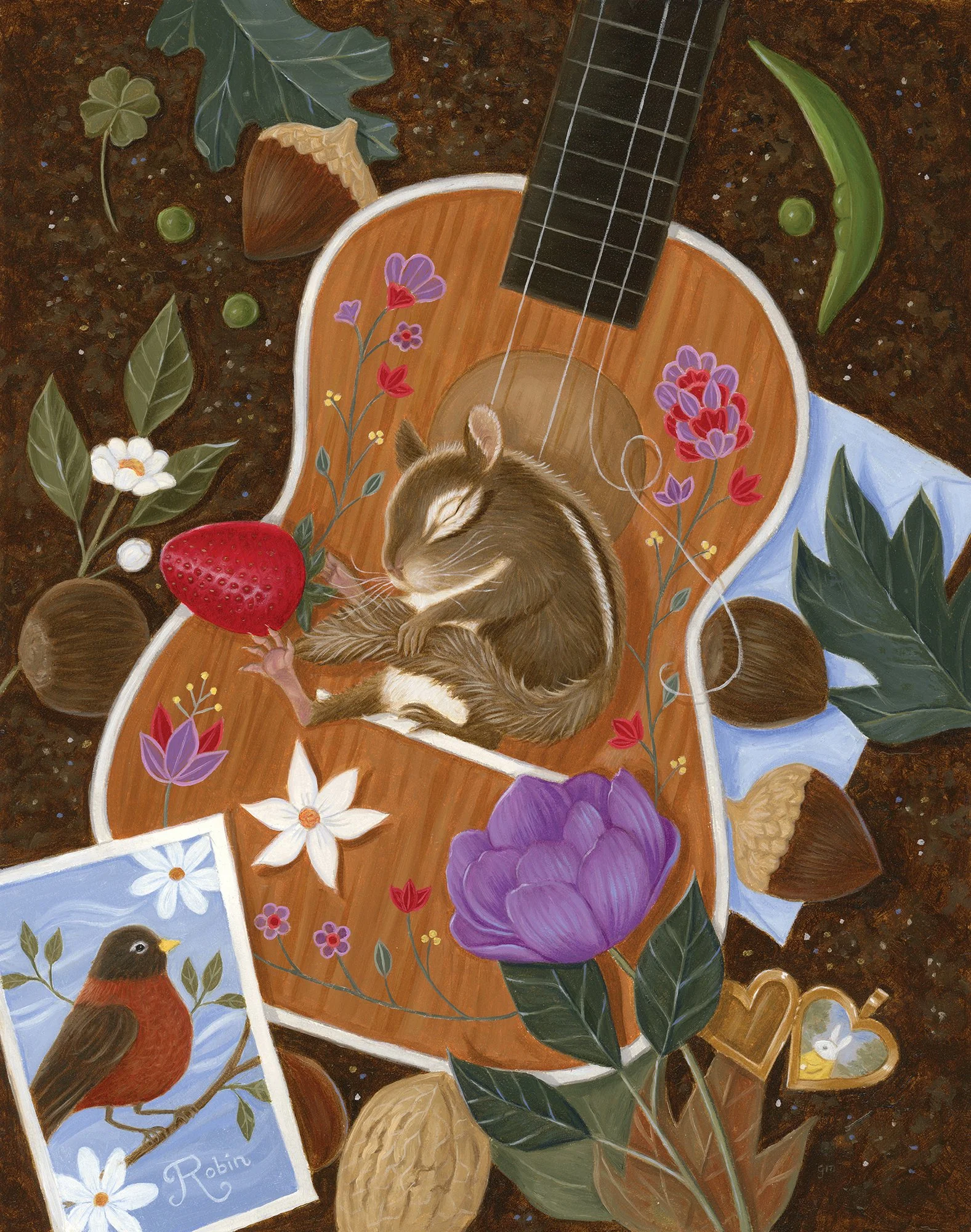  “A Lyrical Nap” Oil on gessoboard panel, 10”x8”  A splendid spot for an afternoon nap in the meadow—Julian is very content. If you were there to witness this in person, you'd get an earful of the delightful buzzing, humming sounds and overtones from