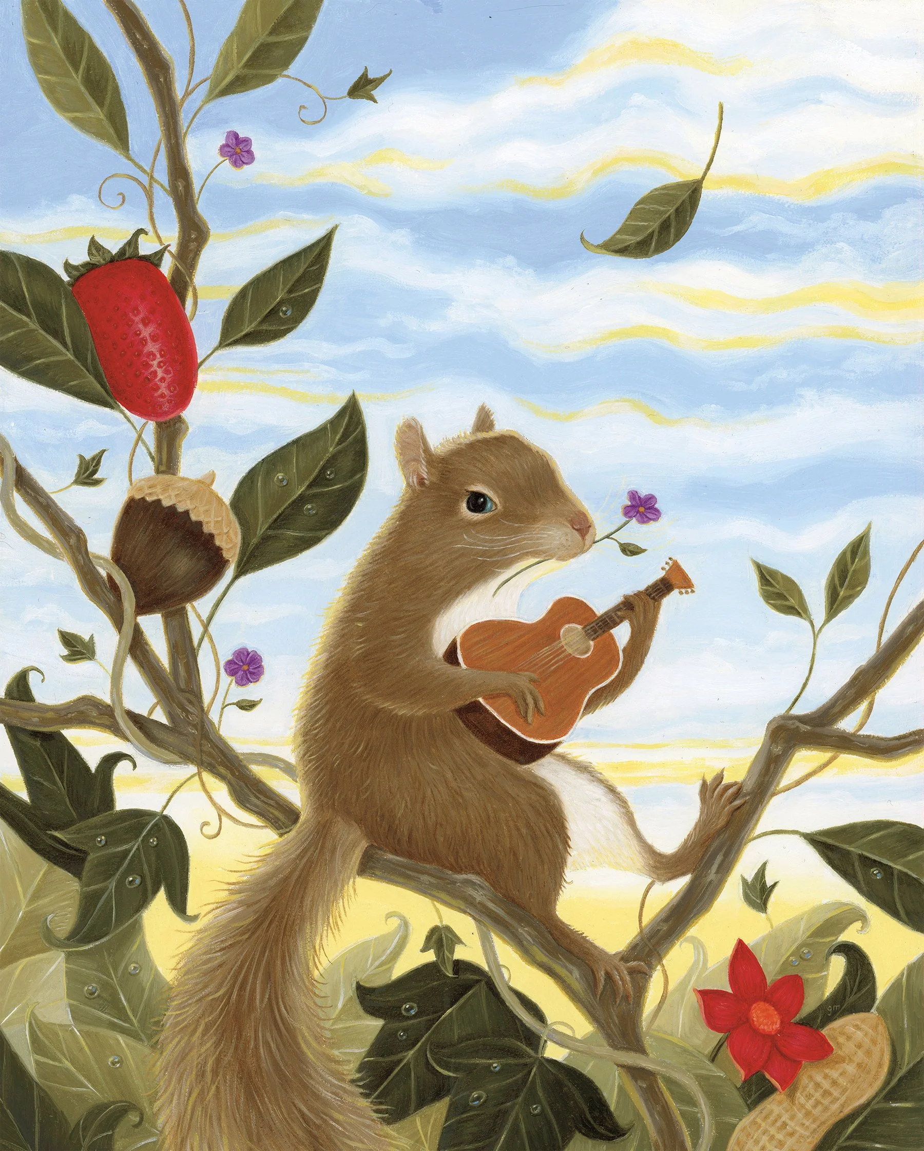  Emiliano, at Sunrise Oil on gessoboard panel, 10"x8"  Young Emiliano loves nothing more than to get up early when his family is asleep and practice on his guitar, high up above and away up into the sky.   The older I get, the more I enjoy the mornin