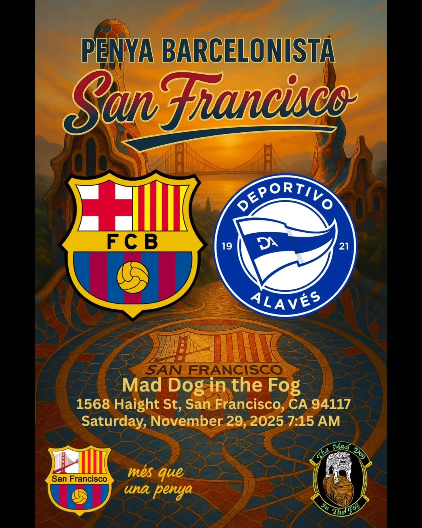 Calling all Bay Area Cul&eacute;s! 
🔵🔴🔵🔴 🌉

Join PBSF for FC Barcelona vs Deportivo Alav&eacute;s, early game and big Bar&ccedil;a vibes!

Kids, friends, family, everyone is welcome. Bring your Bar&ccedil;a colors, your loudest chants, and your 