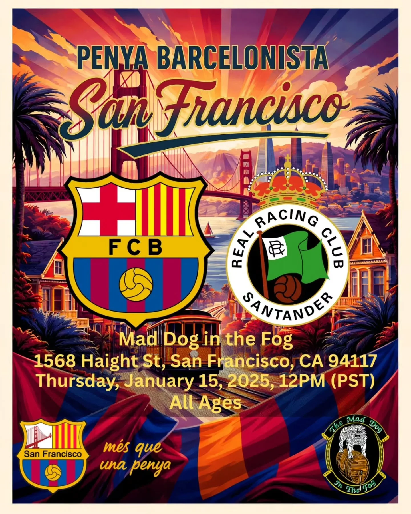 Bay Area Cul&eacute;s! 

Next up is the Copa del Rey!
🏆🔵🔴

FC Barcelona vs Racing de Santander

Come through and watch with Penya Barcelonista San Francisco 
🔵🔴🔵🔴

Big match energy, loud chants, and all the Bar&ccedil;a vibes in one place

#fc