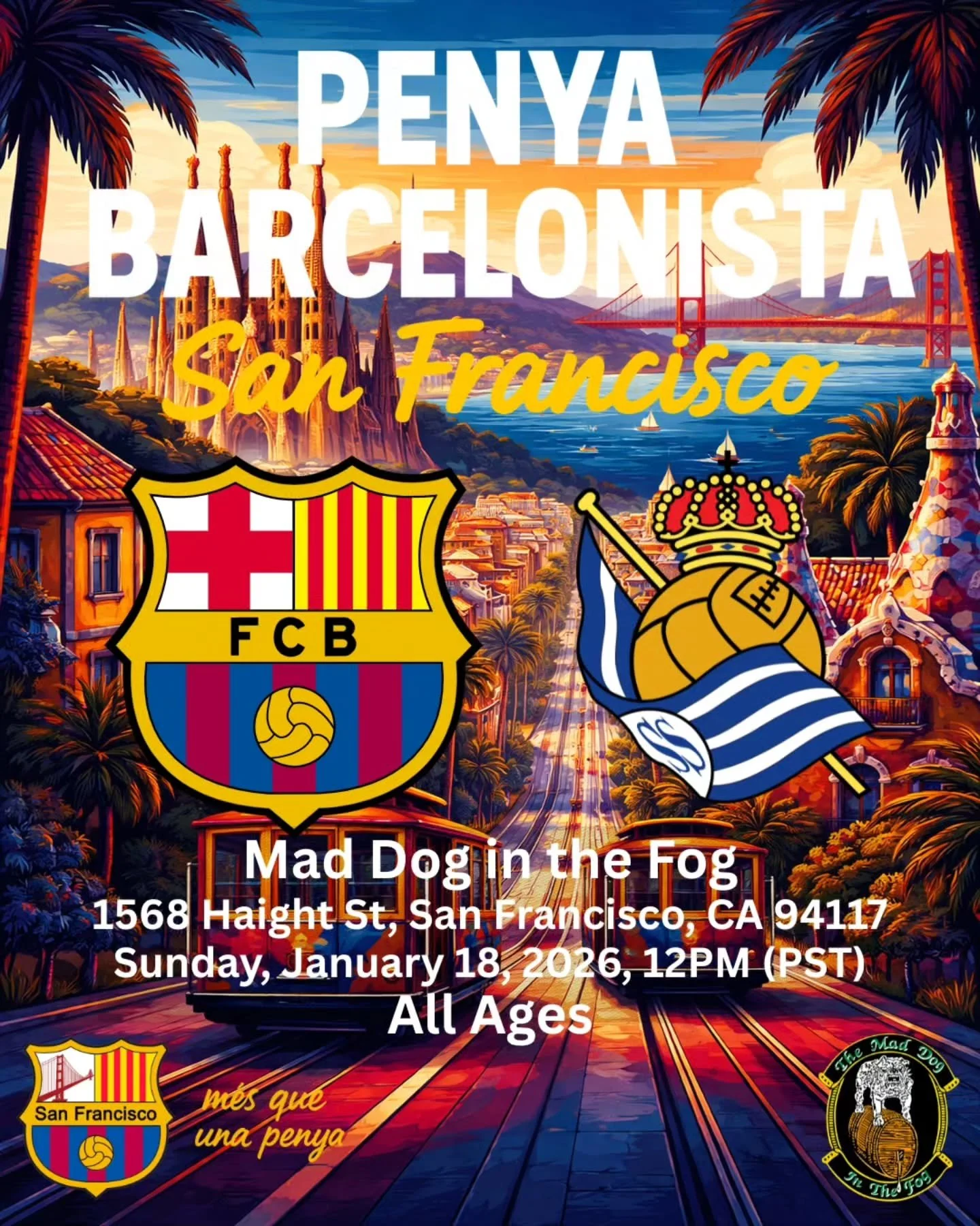 Bay Area Cul&eacute;s! Let's run it back! 🔵🔴🔵🔴

Join PBSF this weekend to watch FC Barcelona vs Real Sociedad 
💙❤️💙❤️

After last weekend&rsquo;s El Cl&aacute;sico capacity madness, we&rsquo;re saying THANK YOU with a FREE Bar&ccedil;a jersey g